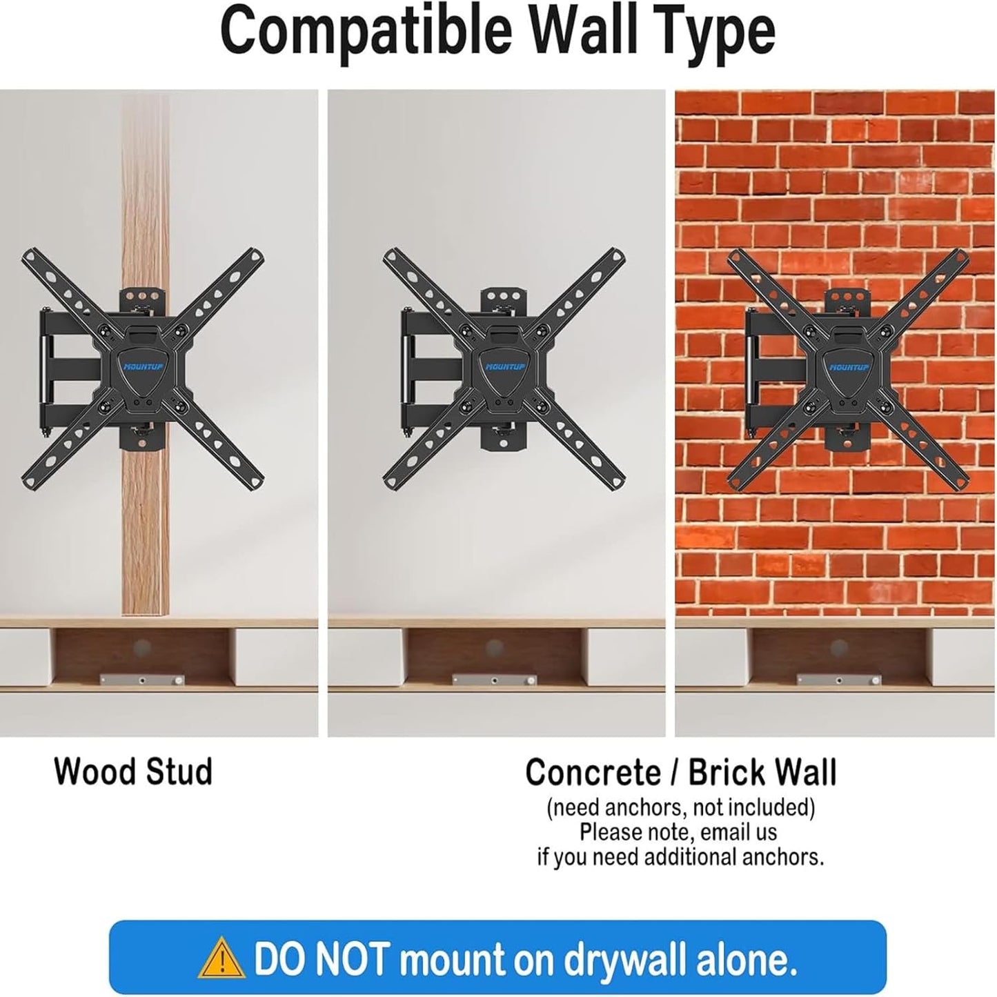 MOUNTUP Full Motion TV Wall Mount for Most 26-50 Inch TVs, Max VESA 300x300mm Wall Mount TV Bracket with Swivel Tilting Extension Level Adjustment for LED LCD Flat Curved TVs Up to 53 LBS MU0018