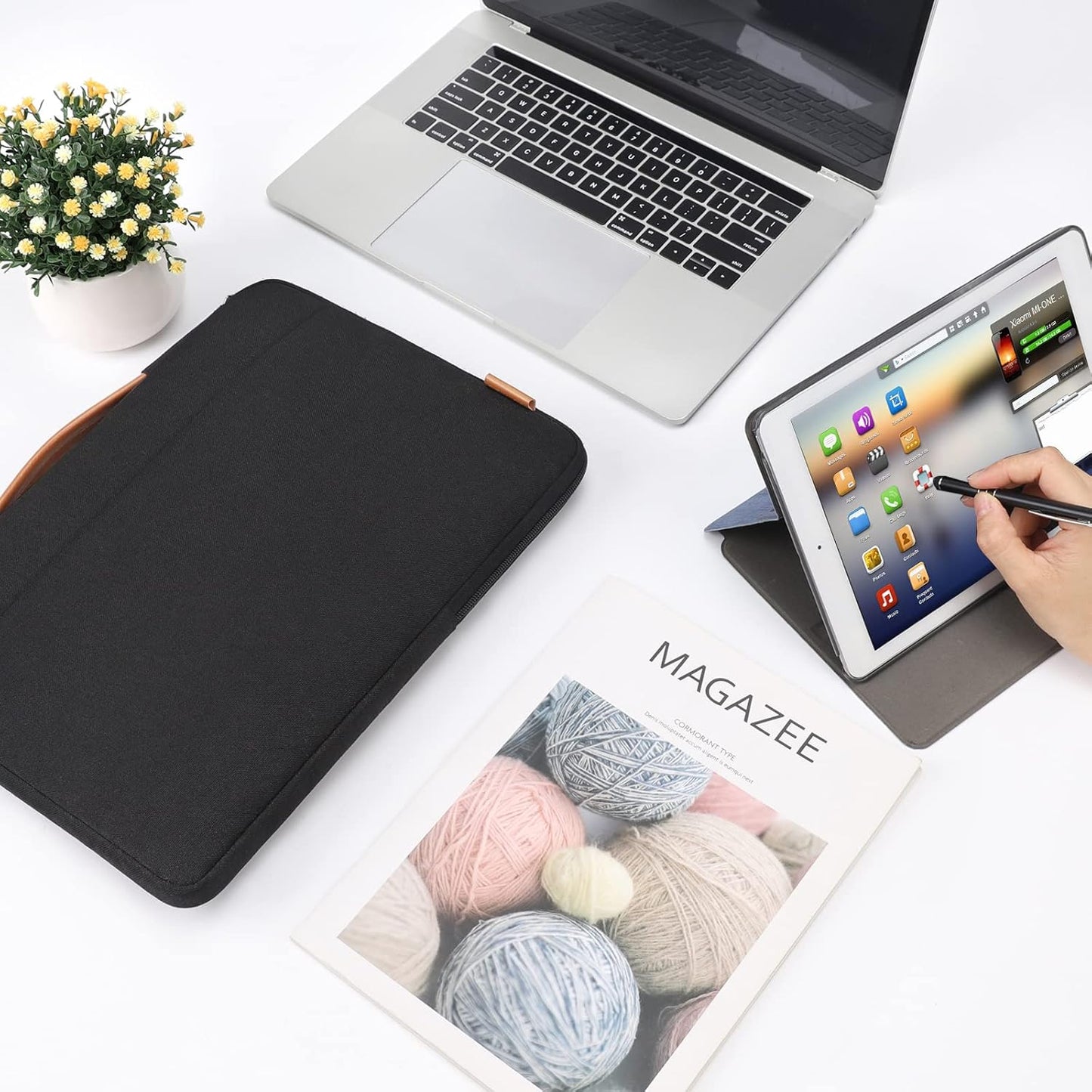 DOMISO 15.6 Inch Laptop Bag Cover Waterproof Shockproof Notebook Sleeve Case Shoulder Bag Protective Cover for 15.6" HP 15/ThinkPad E575/Lenovo IdeaPad S510,Black