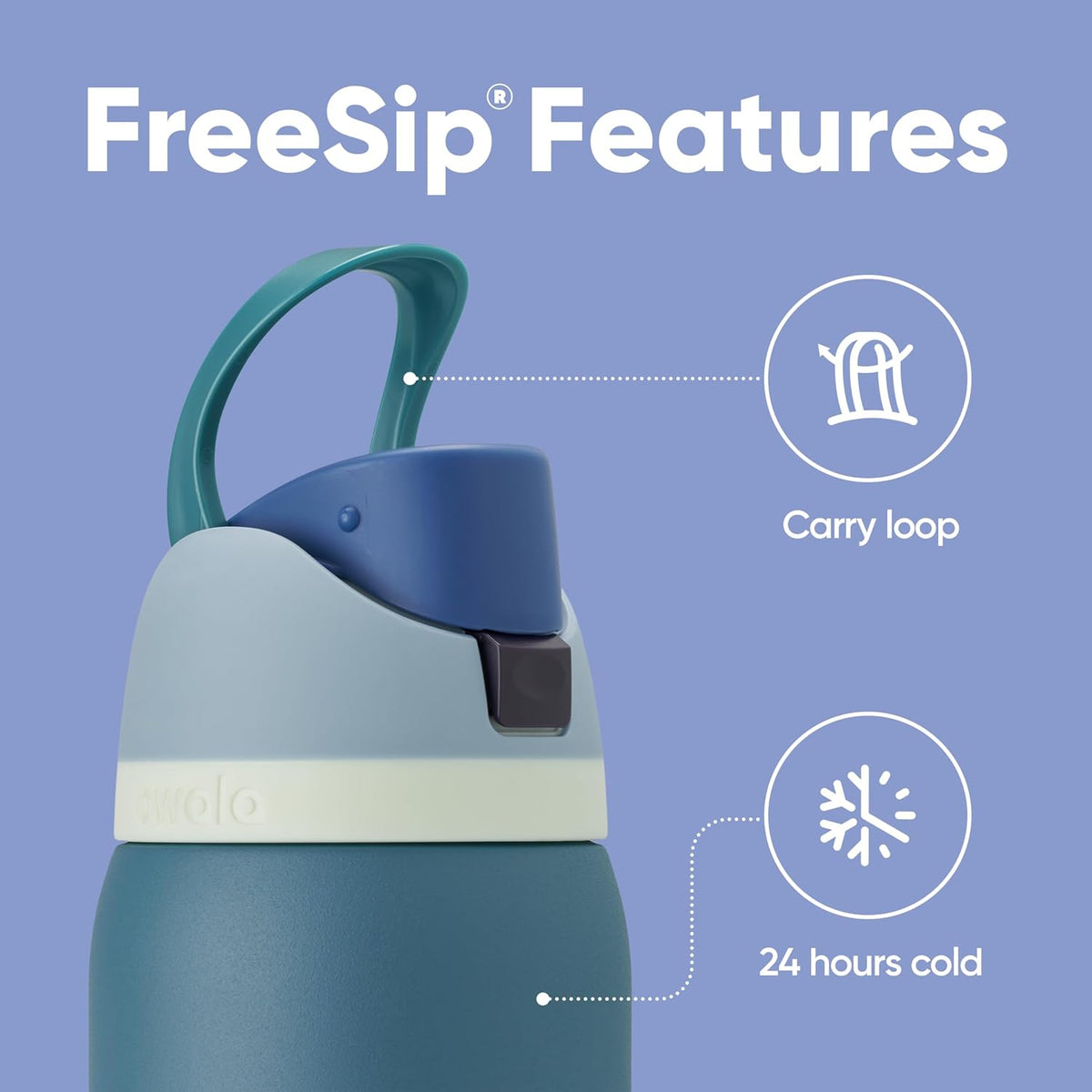 Owala FreeSip Insulated Stainless Steel Water Bottle with Straw for Sports, Travel, and School BPA-Free Sports Water Bottle, 24 oz, Beach House - PuriLite