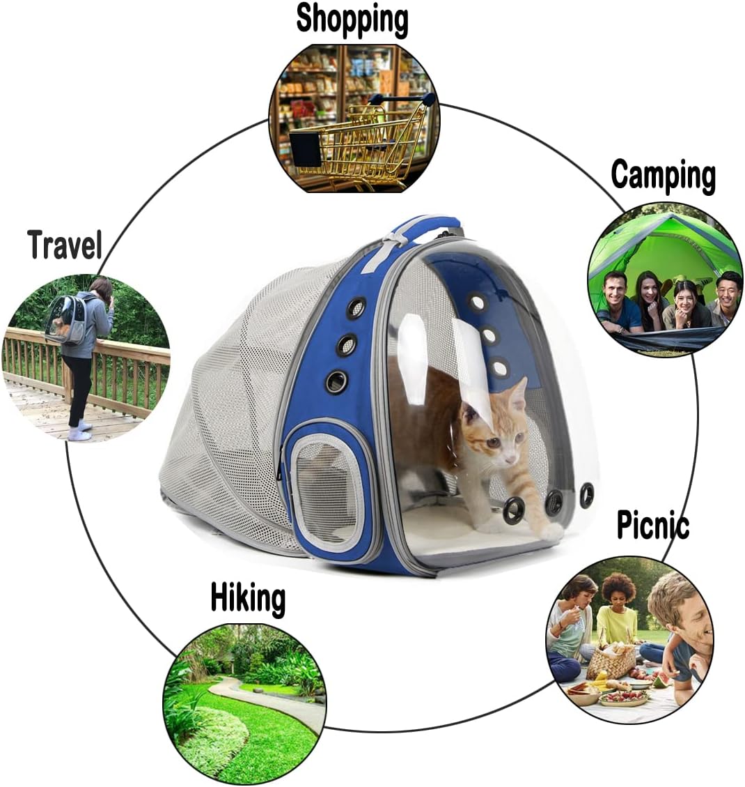 WEVONIGU Front Expandable Cat Backpack Carrier,Fit up to 16 lbs,Pet Carrier Backpack,Space Capsule Astronaut Bubble Window Bag,Cats and Puppies,Airline-Approved,Designed for Travel,Hiking,Walking