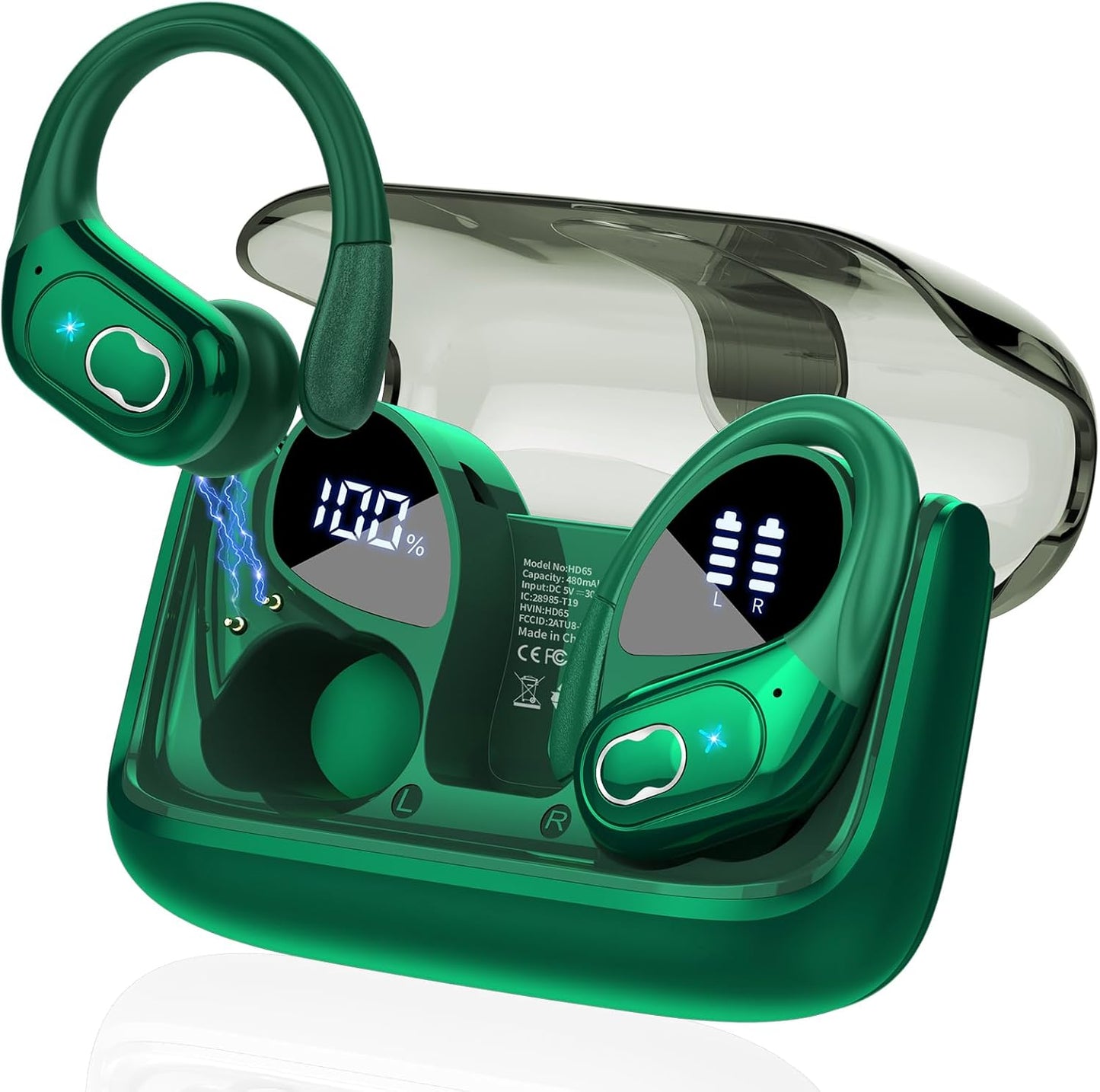 STECEi Wireless Earbuds 75hrs Bluetooth 5.4 Headphone Sport, Bluetooth Earbuds HiFi Stereo Over Ear Bud with Earhooks, ENC Noise Cancelling Mic, IP7 Waterproof Wireless Earphone for Workout/Running