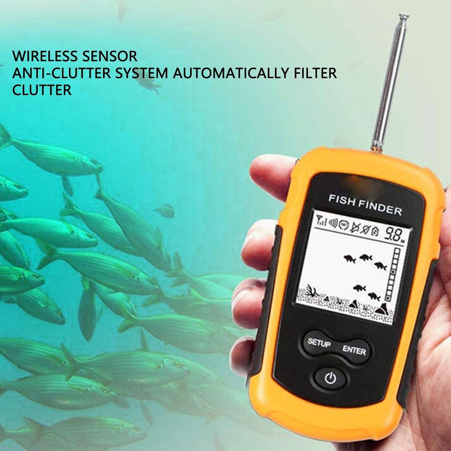Fish Finder, Portable Handheld Kayak Fish Finder LCD Display Depth Finders for Boats 200khz Sonar Frequency Fish Finder for Kayaks