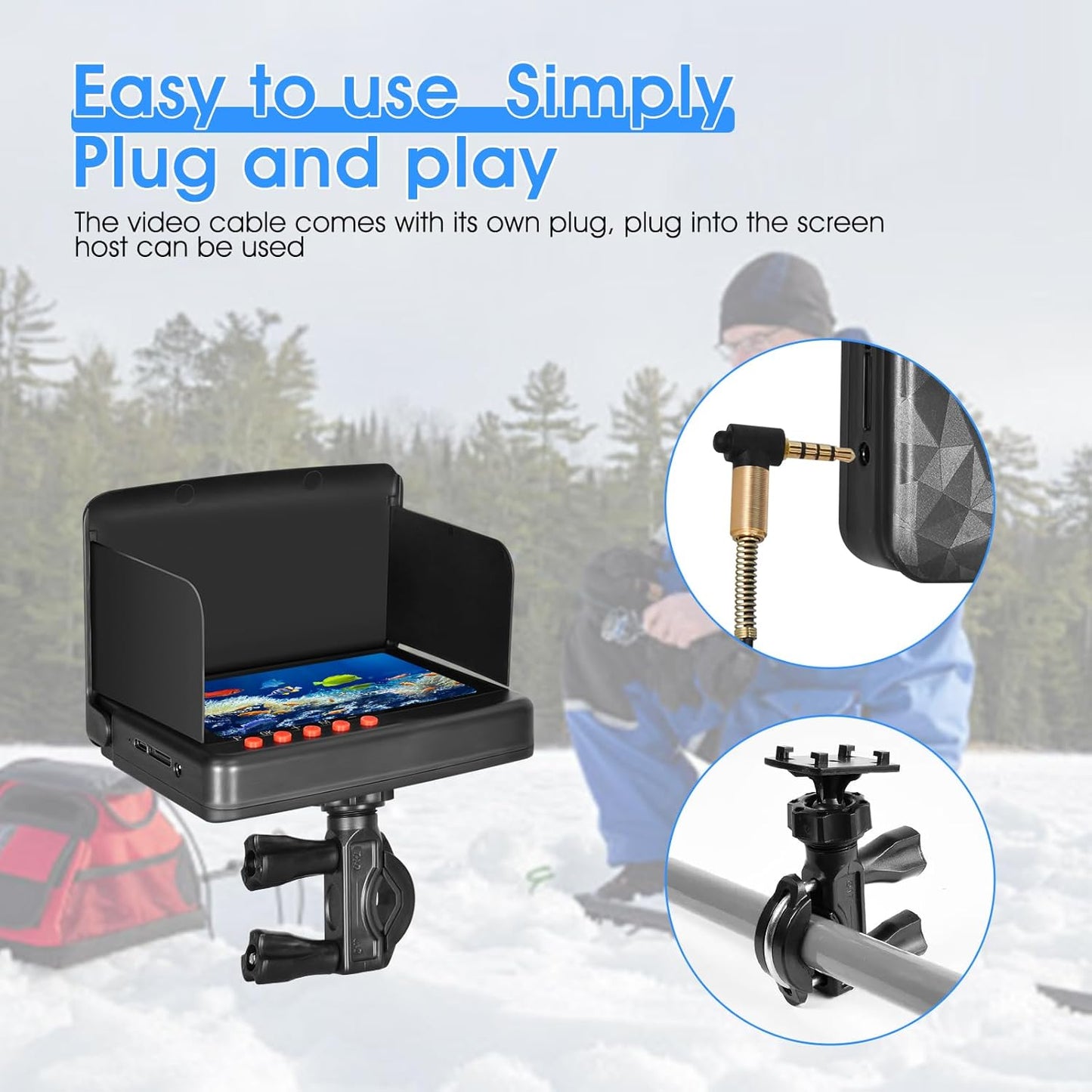 Underwater Fishing Camera Fish Finder, Portable Fish Camera with 5 Inch 4K Display, IR Night Vision, 220° Ultra Wide Angle, Waterproof Fish Depth Finders for Ice Lake Sea Boat Kayak Fishing