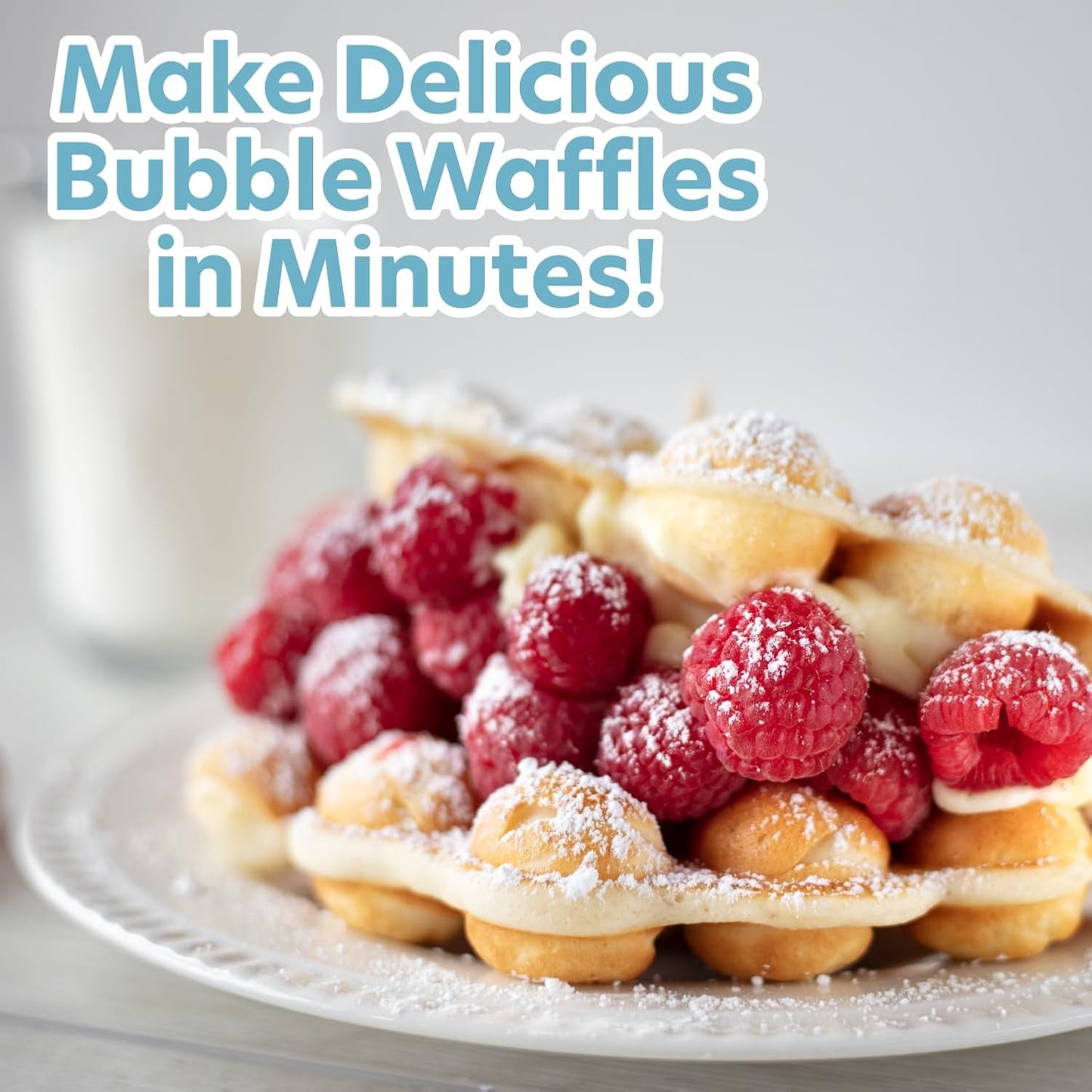 Bubble Waffle Maker - Electric Nonstick Hong Kong Egg Waffle Iron Machine - Ready in 5 Minutes with Indicator Light - Includes Bonus Recipe Guide