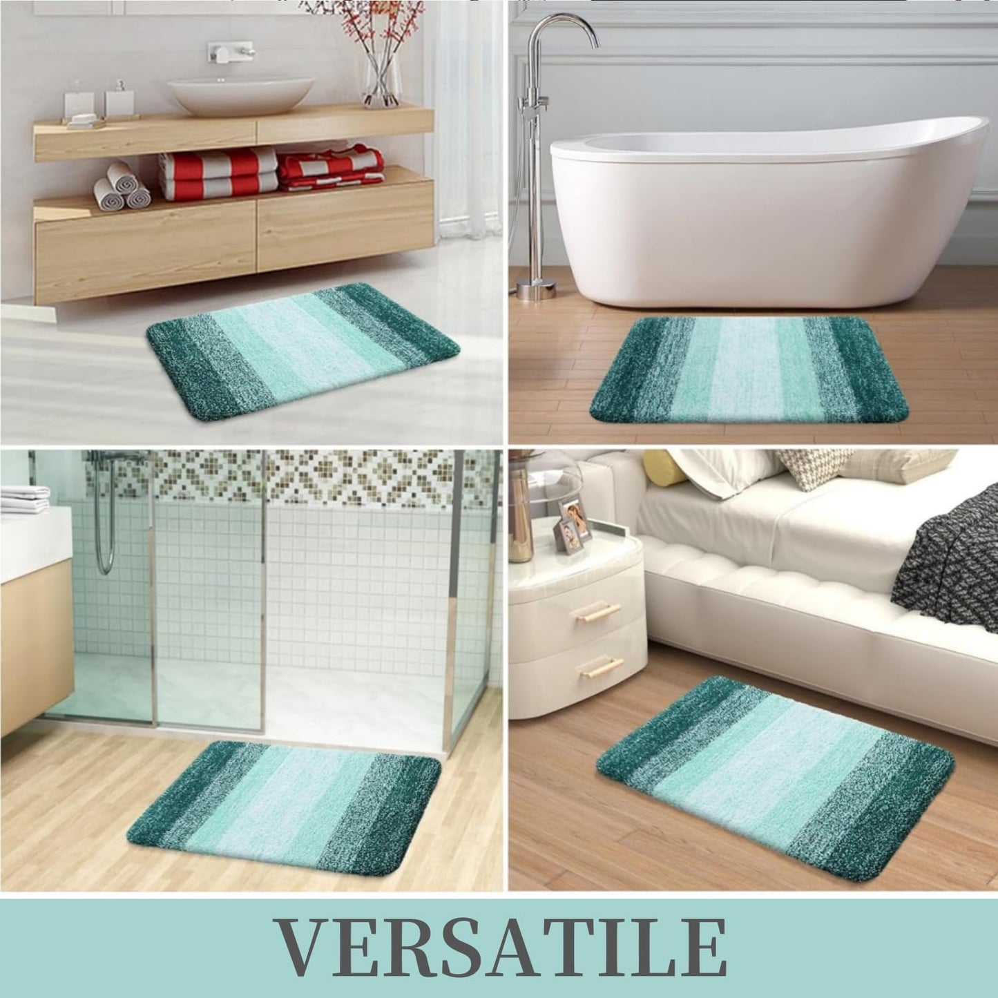 OLANLY Luxury Microfiber Bath Mat, Extra Soft and Absorbent Bathroom Mat, Non-Slip Plush Shaggy Bathroom Rug, Machine Wash Dry, Bath Rugs for Bathroom Floor, Tub and Shower, 16x24, Grey