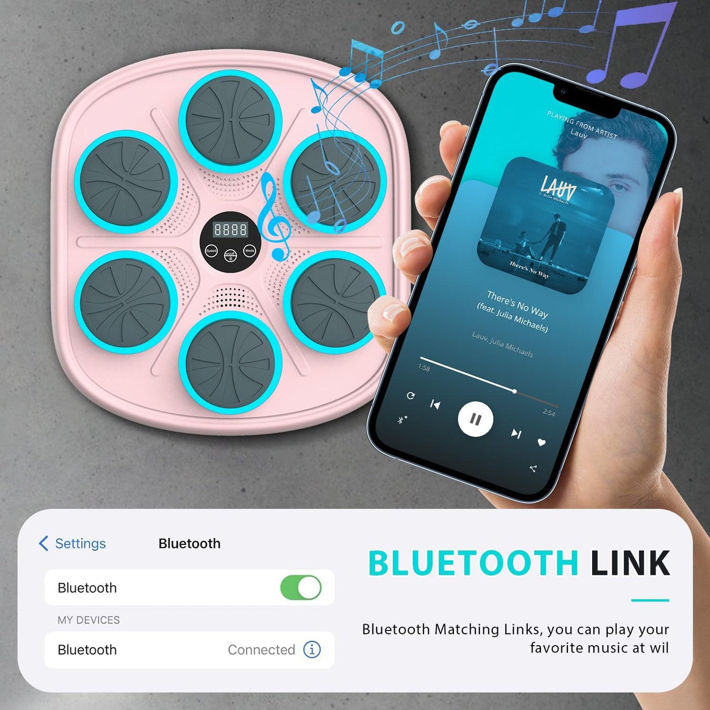 2025 New Smart Music Boxing Machine with Premium Boxing Gloves, Bluetooth Training Machine with LED Electronic Wall Mounted, Home Workout Boxing Target Machine for Adults and Kids