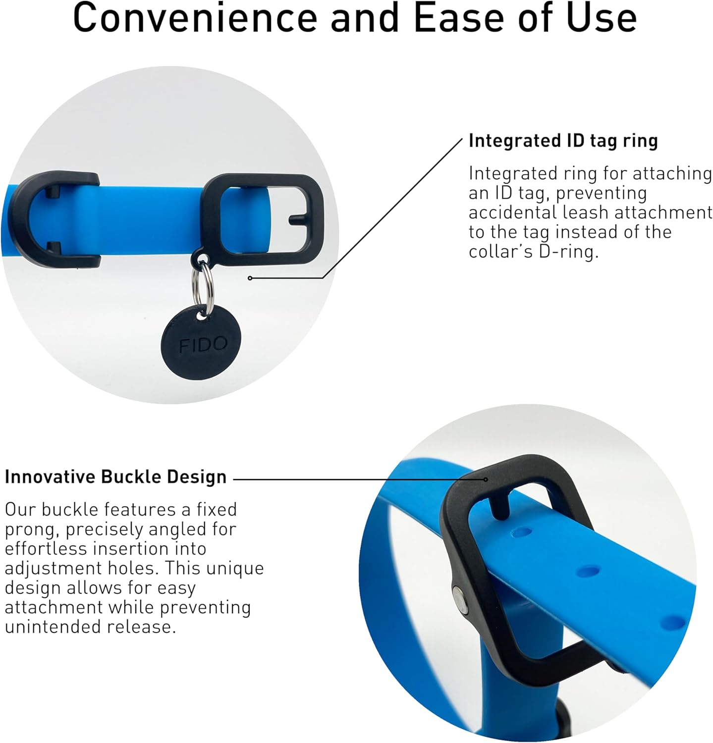 Waterproof Dog Collar - Durable, Comfortable and Adjustable Silicone Dog Collar with Wear Resistant Buckle and ID Tag Ring for Small Dogs by Nuvuq (Black, Small)