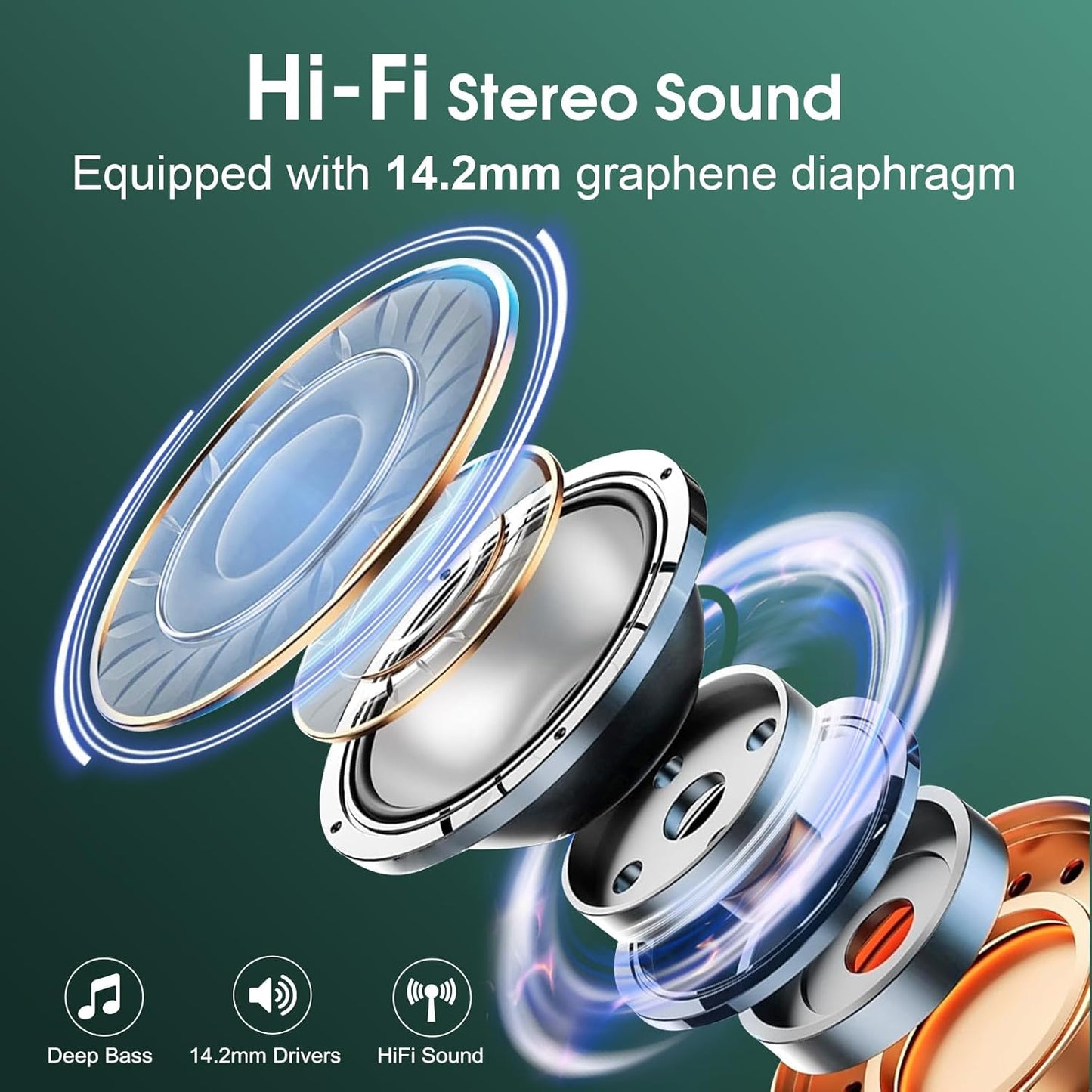 STECEi Wireless Earbuds 75hrs Bluetooth 5.4 Headphone Sport, Bluetooth Earbuds HiFi Stereo Over Ear Bud with Earhooks, ENC Noise Cancelling Mic, IP7 Waterproof Wireless Earphone for Workout/Running