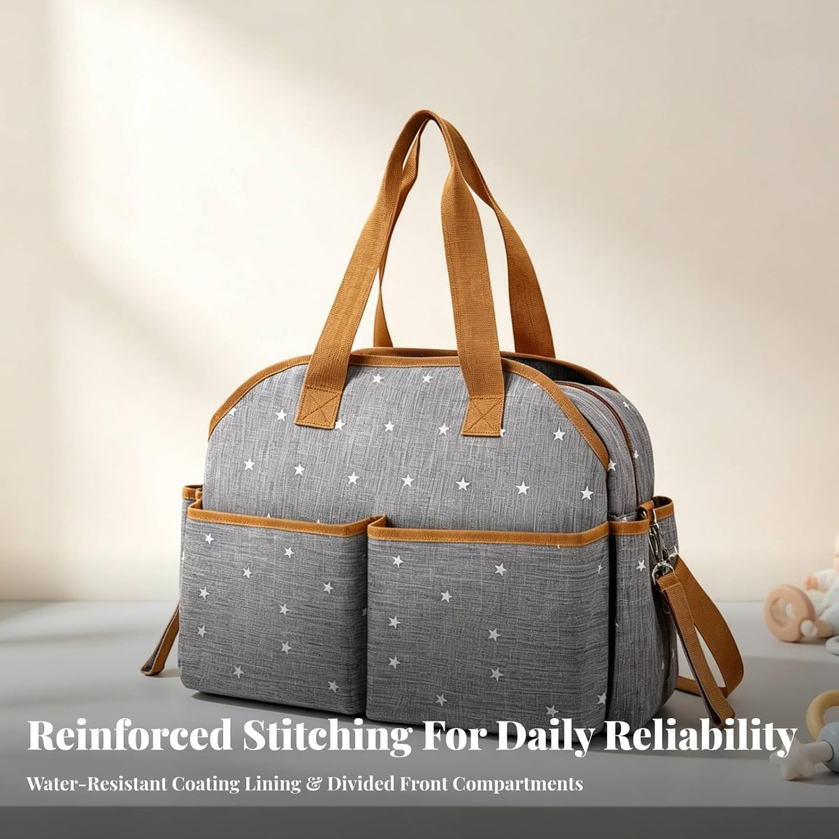 SM SunniMix Waterproof Maternity With Structured Design Contrast Trim And Wipe Clean Exterior For Organizing Supplies Suitable For Travel Pushchair Use, Gray