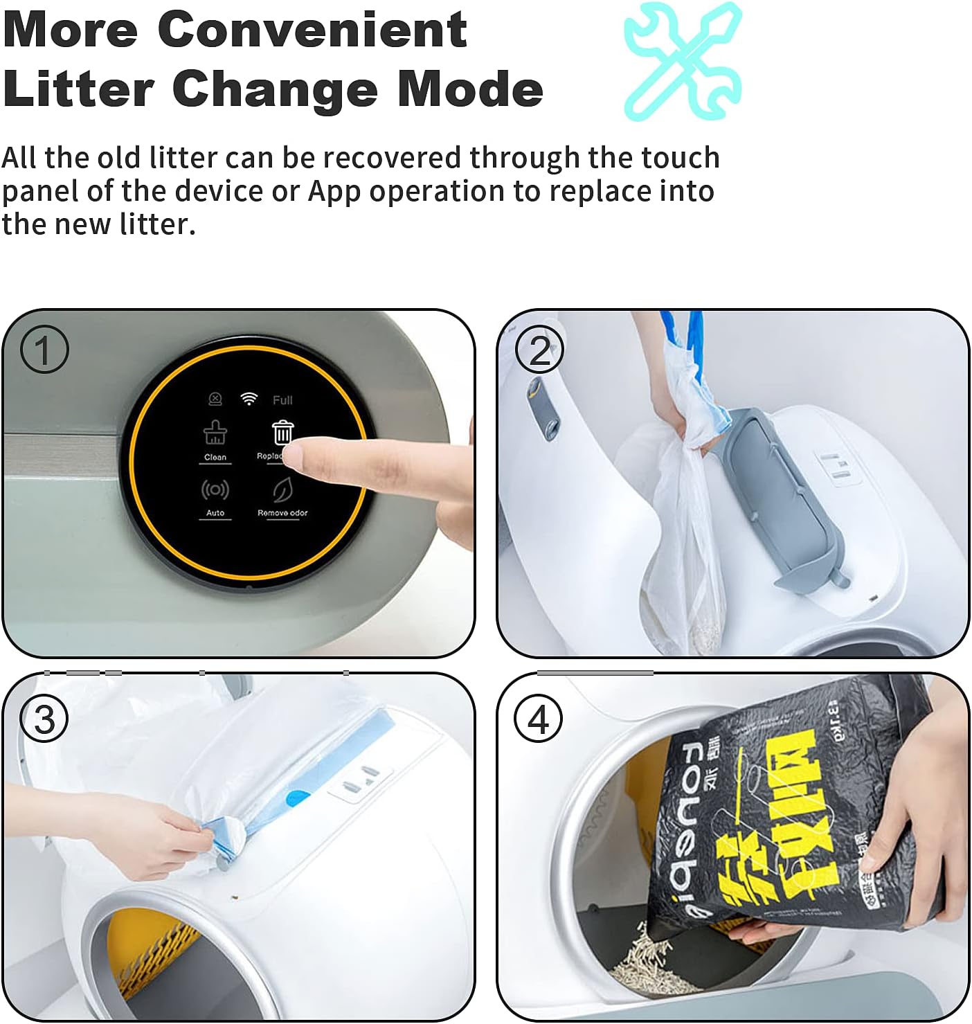 NAHARO Multi-Functional Automatic Cat Litter Box - Self-Cleaning Box Odorless with Real-Time Monitoring and Safety Alarm