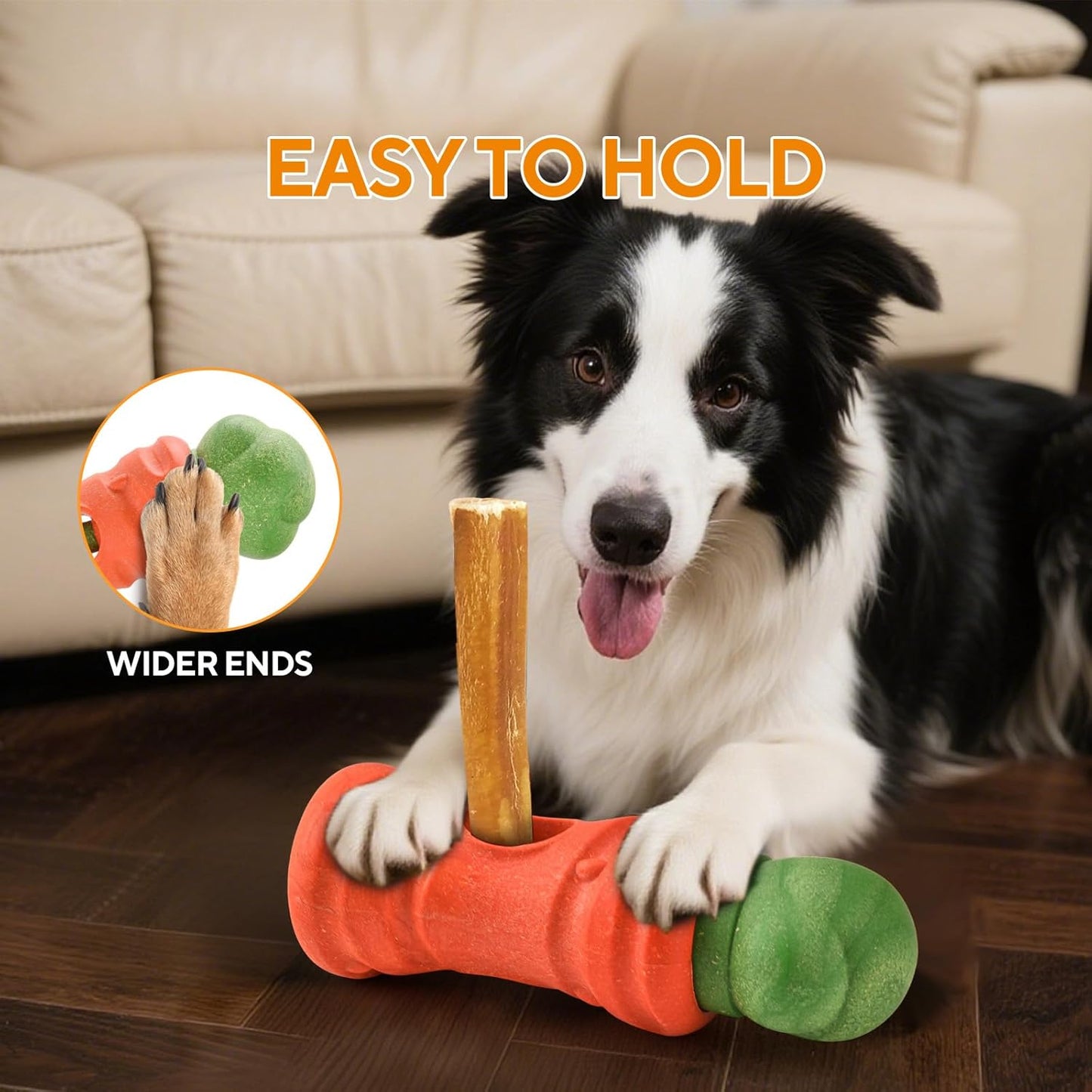 LIFLIX Cute Carrot Bully Stick Holder for Medium Large Breeds, Heavy Duty Dog Chew Holder, Safety Device to Prevent Choking - PuriLite