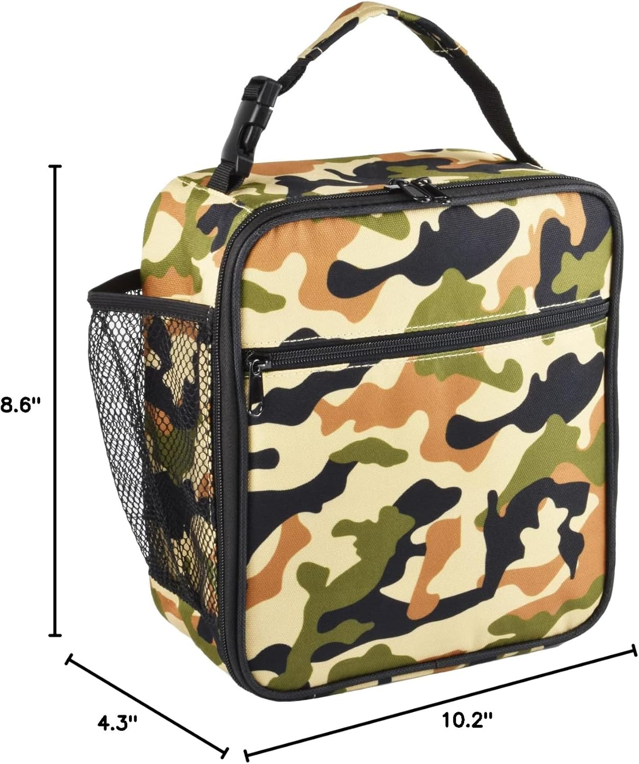 Insulated Lunch Bag, Leakproof Portable Lunch Box for Women Men Boys Girls, Large Capacity Cooler Bag with Handle and Bottle Pocket for Office School Camping Hiking Outdoor Beach Picnic (Black)