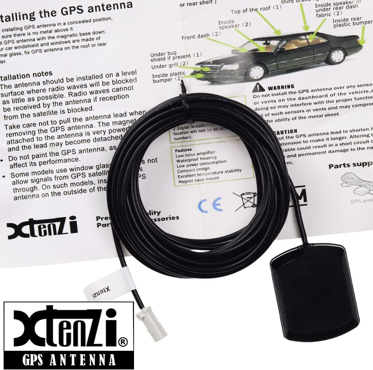 Xtenzi Replacement Active GPS Antenna Compatible with Select JVC Navigation KW-NT30HD KW-NT50HDT QAL1088-003 QAL1088-001 Models