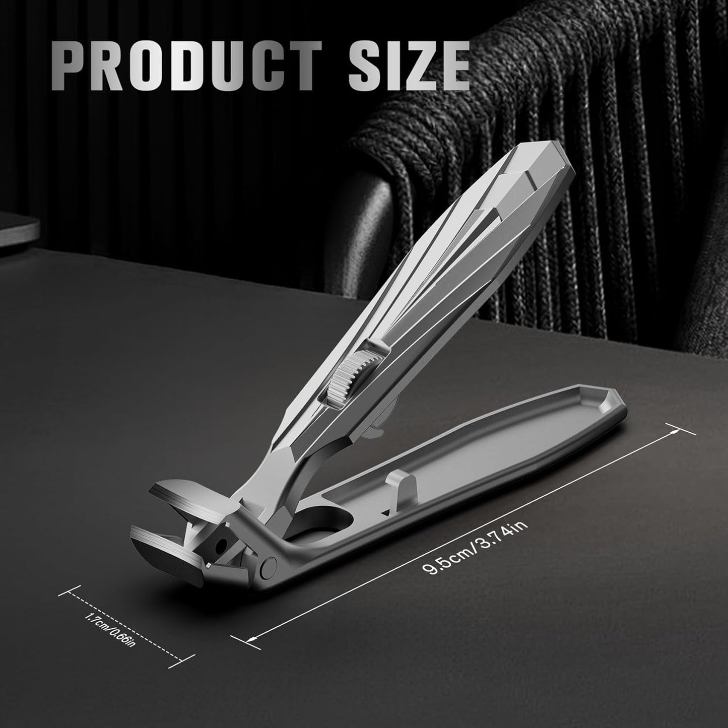 FERYES Angled Head Long Handled Toenail Clipper for Seniors - Large Wide Jaw Nail Clipper with Catcher for Thick Nails - Easier Trimming, Ergonomic Design (Black)