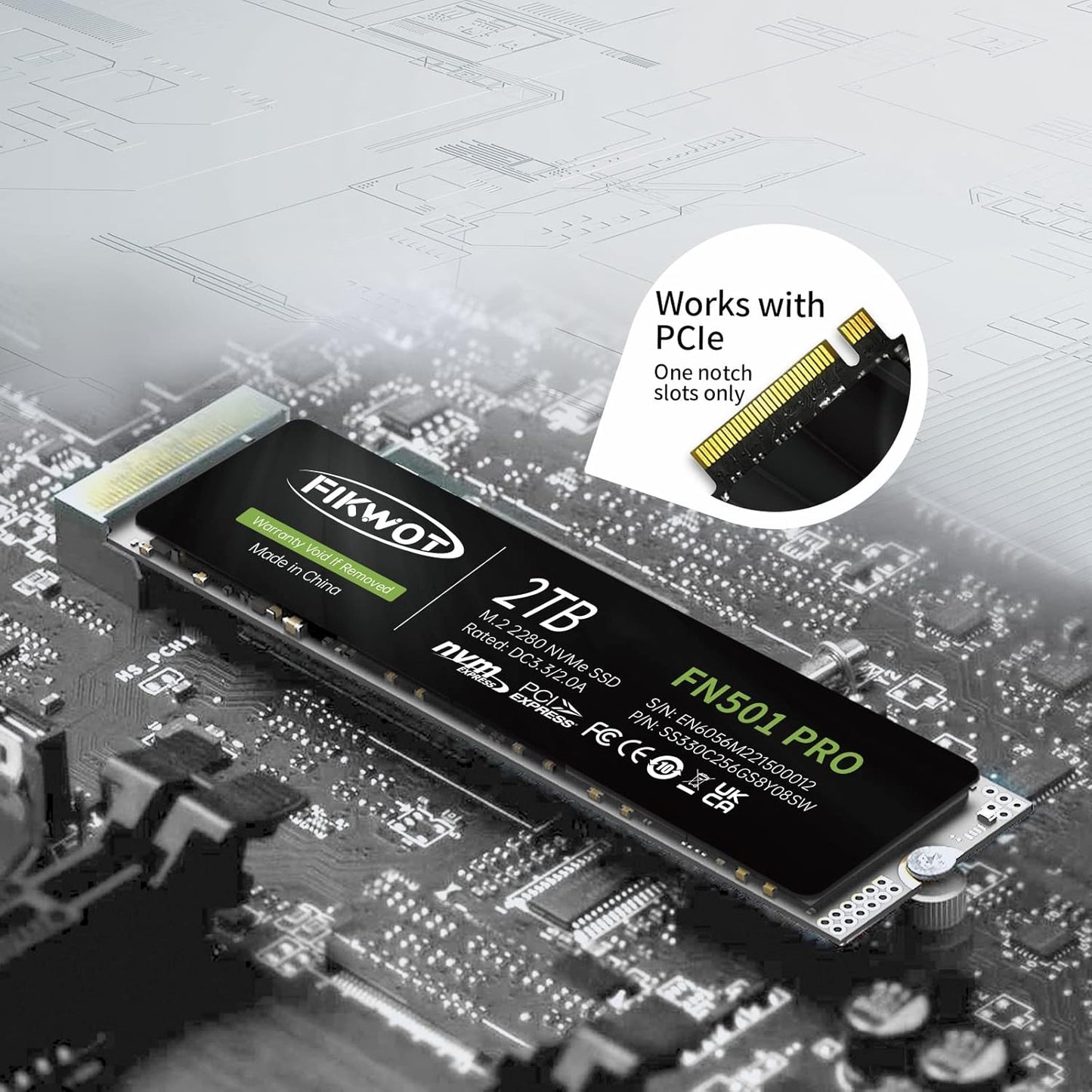 Fikwot FN970 2TB M.2 2280 PCIe Gen4 x4 NVMe 1.4 Internal Solid State Drive with Heatsink - Speeds up to 7,400MB/s, Configure DRAM Cache, Compatible PS5 Internal SSD