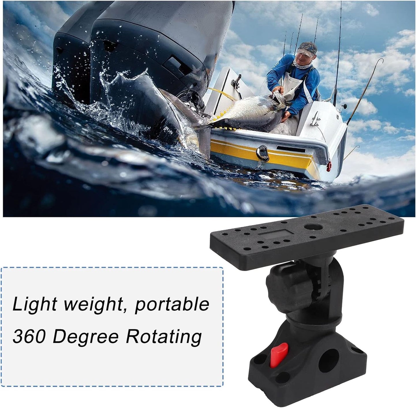 Focket Fish Finder Mount Base, 360° Rotating, Adjustable, Boat Compatible, Universal Fish Finder & GPS Holder