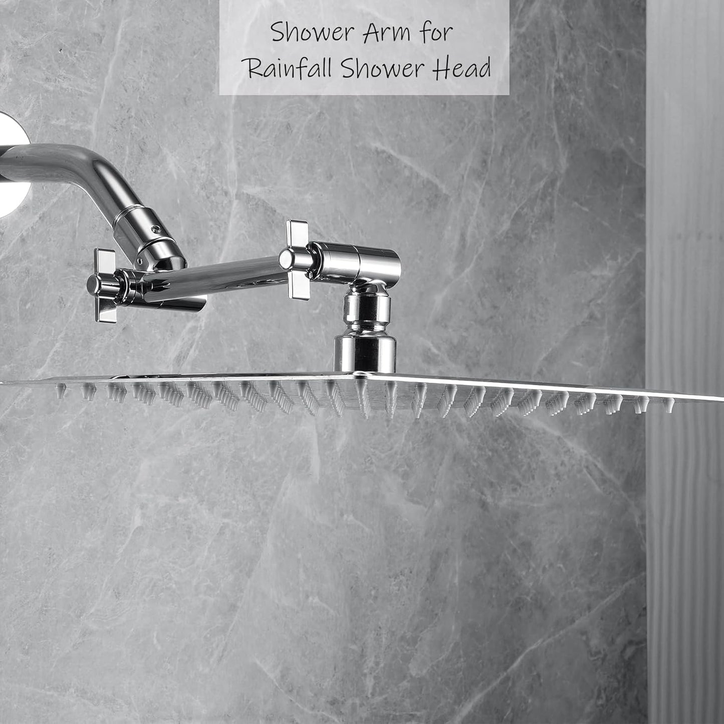 Shower Head Extension Arm, 6 Inch Adjustable Shower Arm Extender for Handheld/Fixed/Rain Shower Head, All Metal Showerhead Arm with G1/2 Universal Connector, Easy Installation, Brushed Nickel