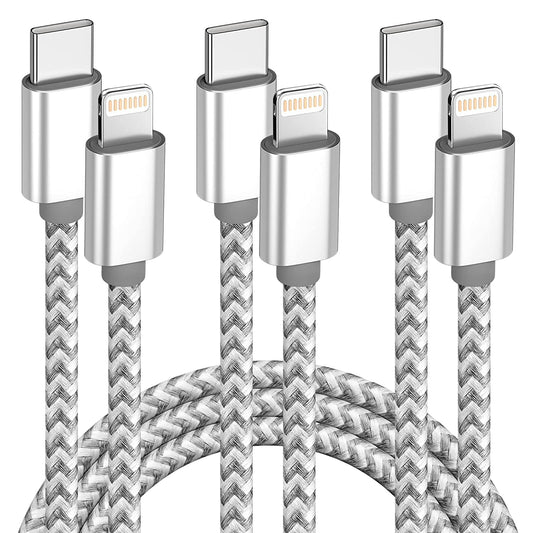 Purilite Select USB-C to Lightning Braided Charging Cable (3-Pack)