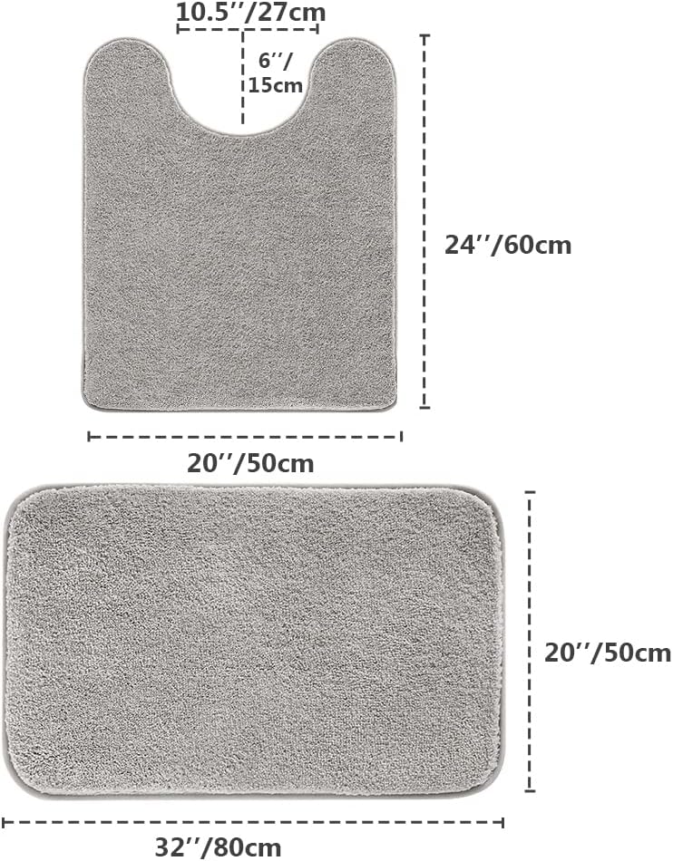 Bathroom Rugs Set 2 Pieces - Bath Rugs Ultra Soft Absorbent Non-Slip Fluffy Thick Microfiber Cozy Bath Mats Set for Tub Shower Bathroom Floors Accessories, 20"x32" & 16"x24" Set of 2 (Beige)