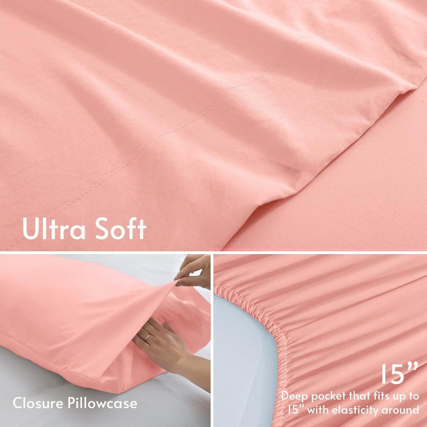 JOLLYVOGUE Queen Size Bed Sheet Set - 4 Piece Bed Sheets Set with Deep Pocket - Soft Breathable & Cooling - Resists Shrinkage & Fading Draps Queen - Easy Care (Dark Grey)
