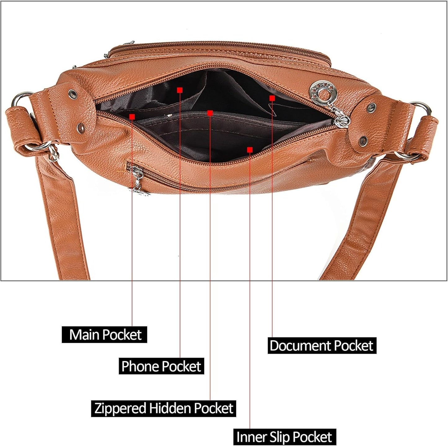 Purilite Select | Women’s Crossbody Shoulder Handbag | Roomy Multi-Pocket Tote | Ladies’ Fashion Bag for Work, Travel & Daily Use