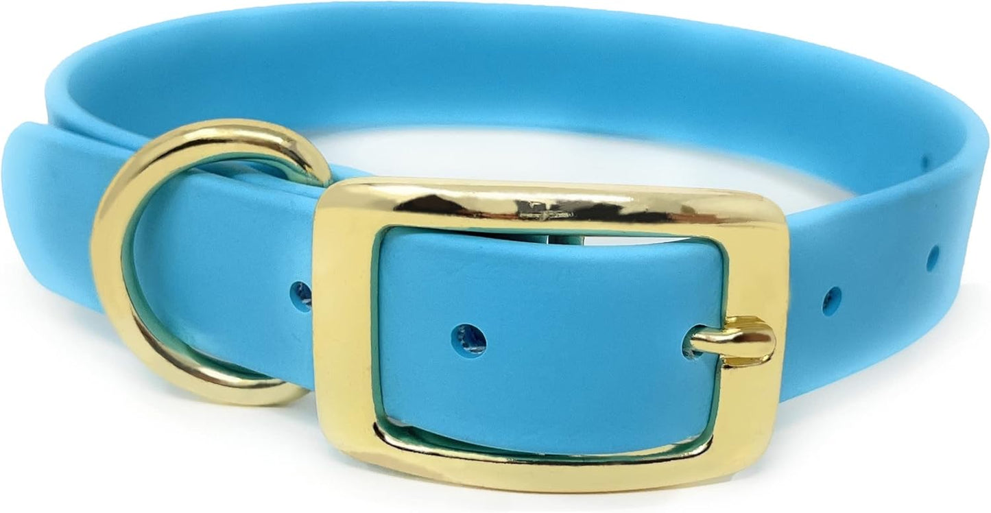 Regal Dog Products Medium Black Waterproof Dog Collar with Gold Buckle, Resilient and Durable Materials, Comfortable Design - for Small, Medium, and Large Breed Dogs