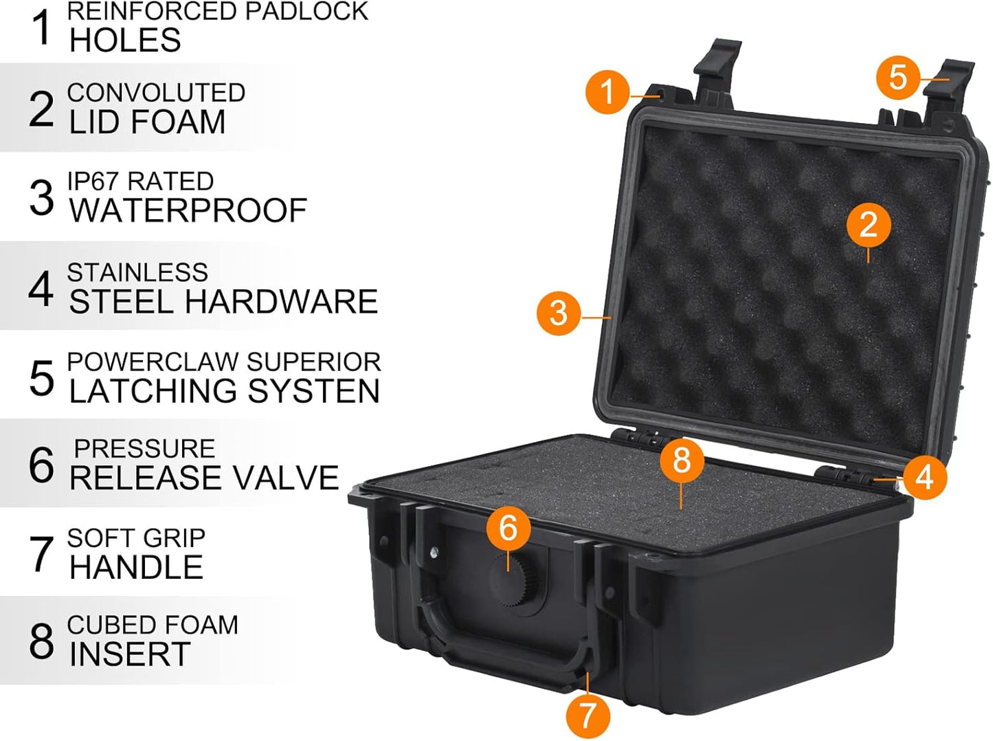 MEIJIA Portable Waterproof Protective Hard Case,Camera Case with Customizable Fit Foam Inserted, Elegant Black (9.17"x 7.56"x4.33")