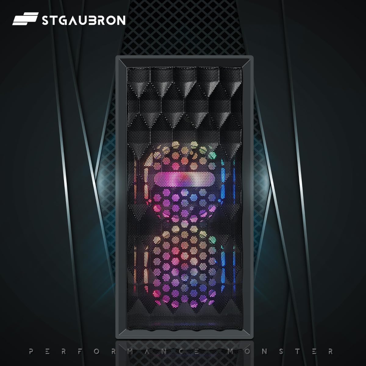 STGAubron Gaming Desktop PC, Radeon RX 590 8G GDDR5, Intel i7 Xeon E5 2.5G up to 3.3G, 32G DDR3, 1T SSD,600M WiFi, BT 5.0, RGB Fan x 6, RGB Keyboard & Mouse & Mouse Pad, W10H64