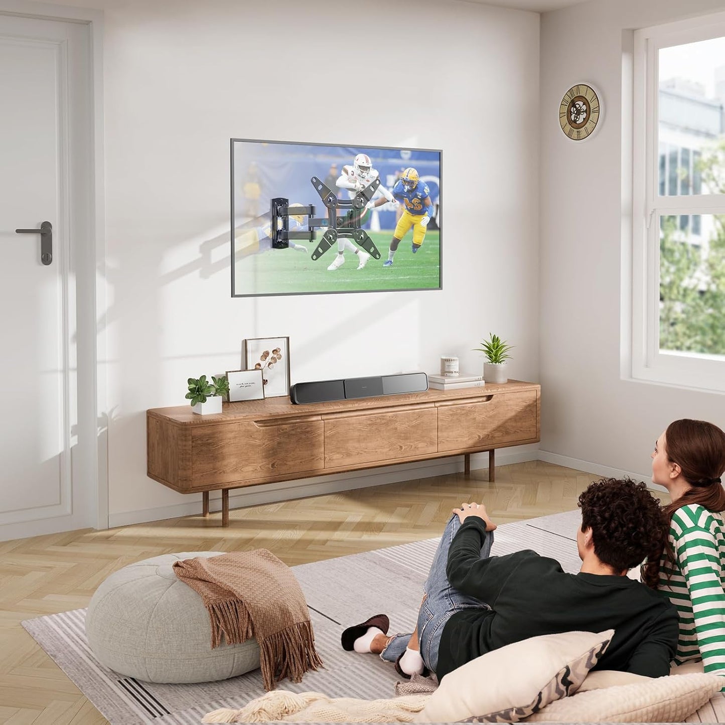 Full Motion TV Monitor Wall Mount Bracket Articulating Arms Swivels Tilts Extension Rotation for Most 13-42 Inch LED LCD Flat Curved Screen TVs & Monitors, Max VESA 200x200mm up to 44lbs by Pipishell