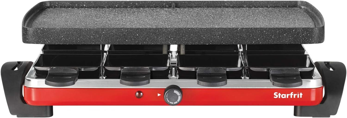 Starfrit The Rock Electric Raclette - 8 Person Party Grill - 8 Spatulas - Reversible Plate - 1500W