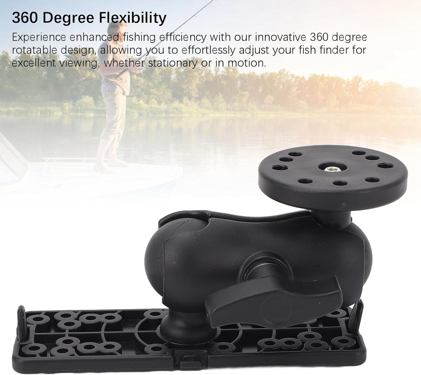 ZAWELIYO Fish Finder Mount Holder Rack 360 Degree Rotatable Height Adjustable Shock for Kayaks Canoes Accessories