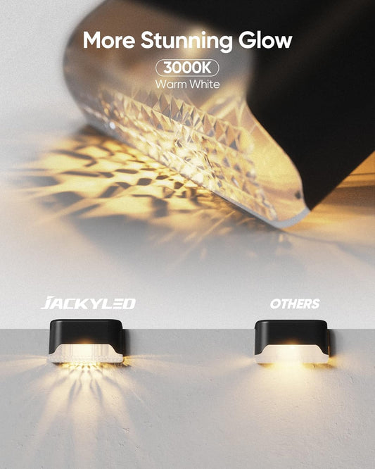 Solar Deck Lights 16 Pack Solar Fence Light Solar Powered Outdoor Step Light IP65 Waterproof LED Solar Pathway Light for Deck Fence Railing Garden Patio StairYard, Black