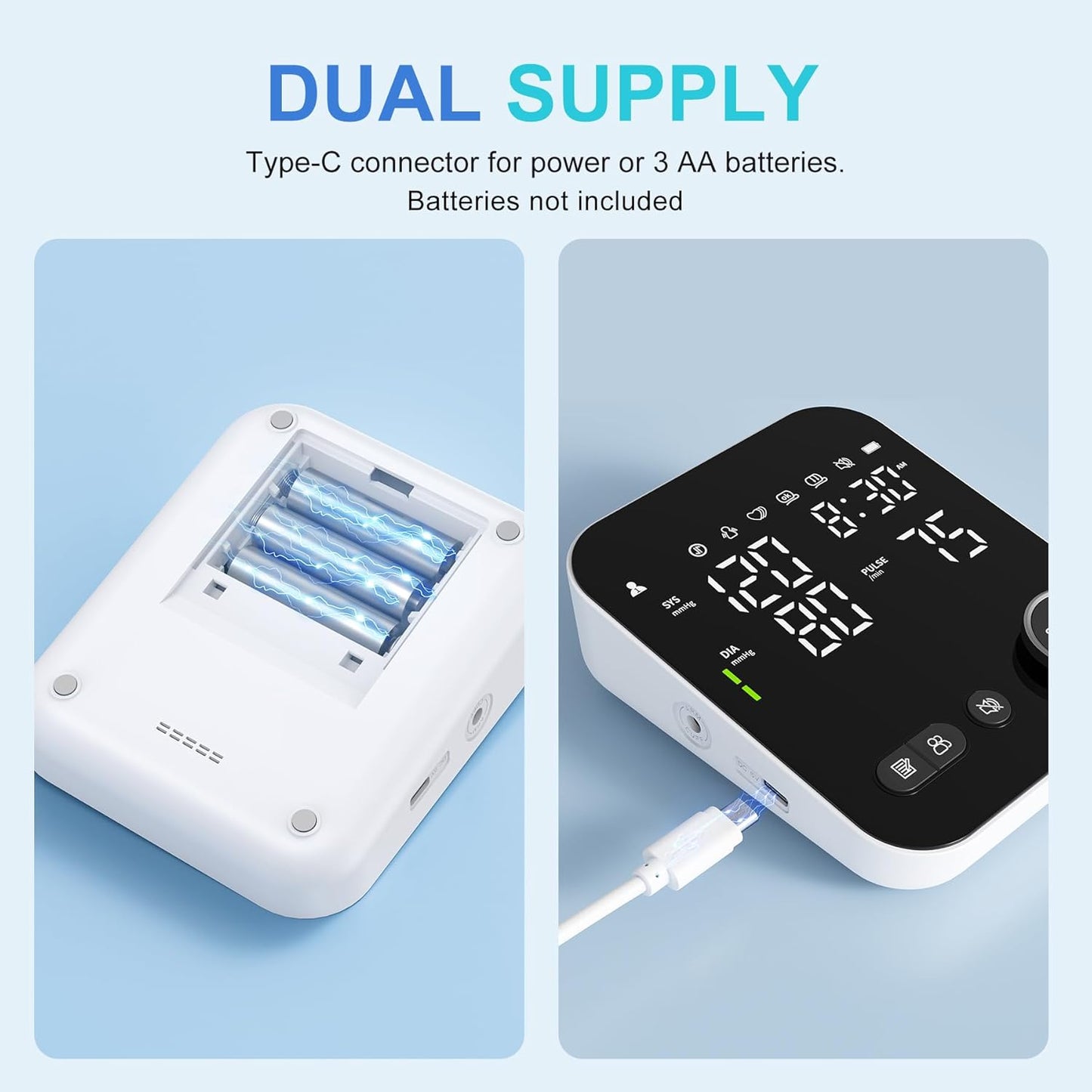 Blood Pressure Machine for Home Use, Adjustable 8.7"-16.5" Upper Arm Cuff Dual User Mode Voice Broadcast LED Backlit Display Monitor with Storage Bag