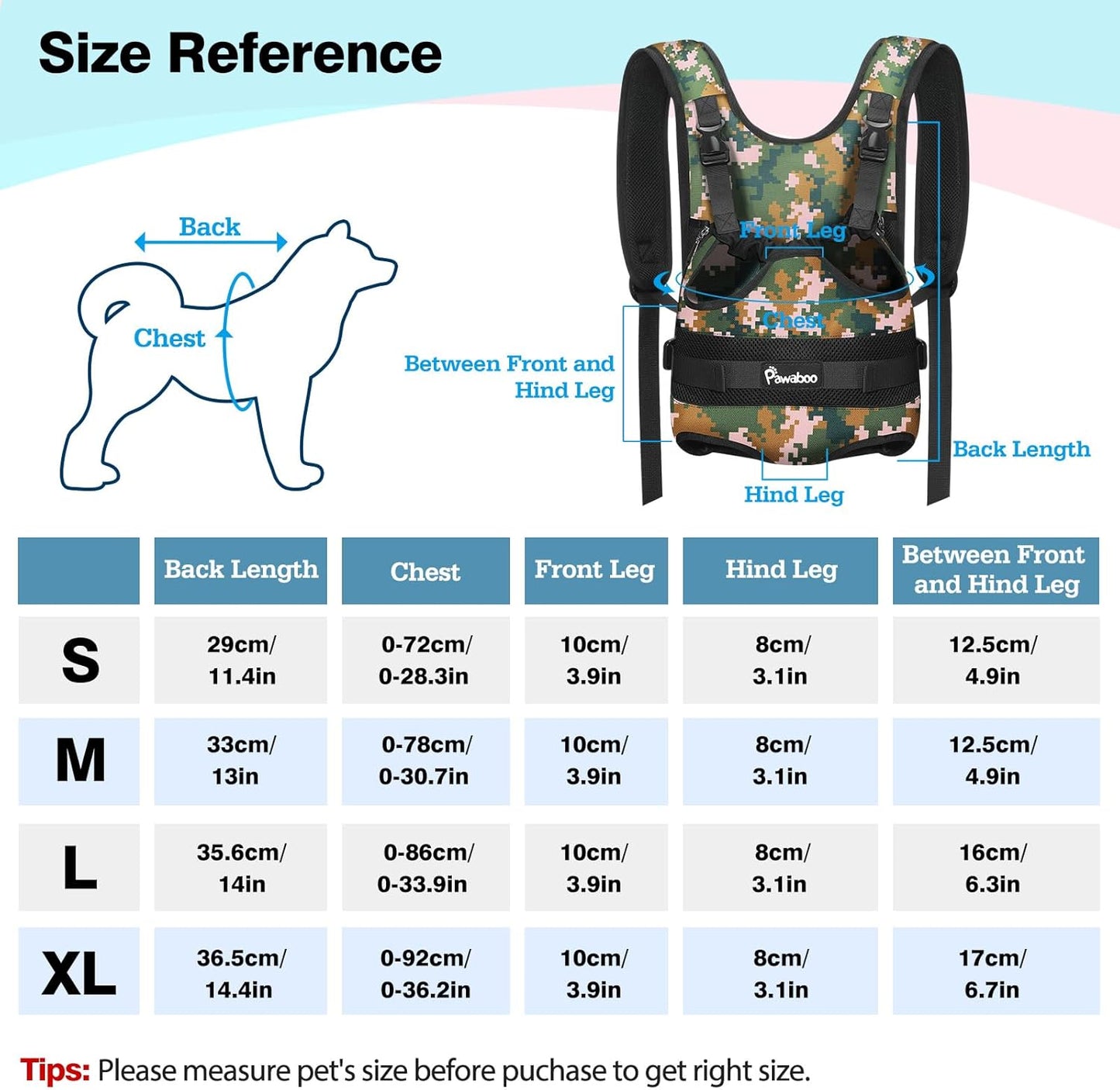 Pawaboo Pet Carrier Backpack, Adjustable Pet Front Cat Dog Carrier Backpack Travel Bag, Legs Out, Easy-Fit for Traveling Hiking Camping for Small Medium Dogs Cats Puppies, Medium, Black