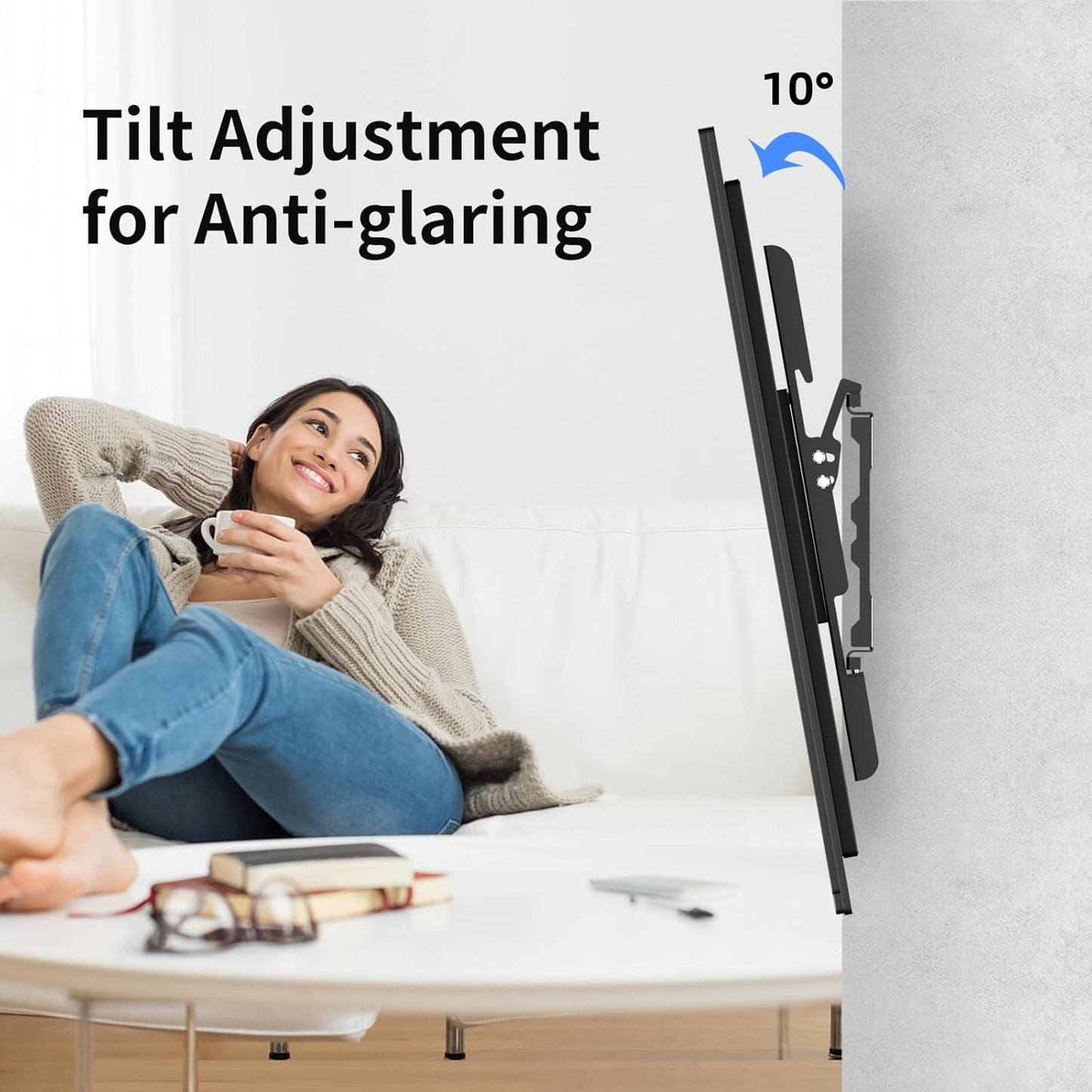 Suptek Tilt TV Wall Mount Bracket for Most 26-60 inch LED, LCD and Plasma TV, Mount with Max 400x400mm VESA and 99lbs Loading Capacity, Fits Studs 16" Apart, Low Profile with Bubble Level