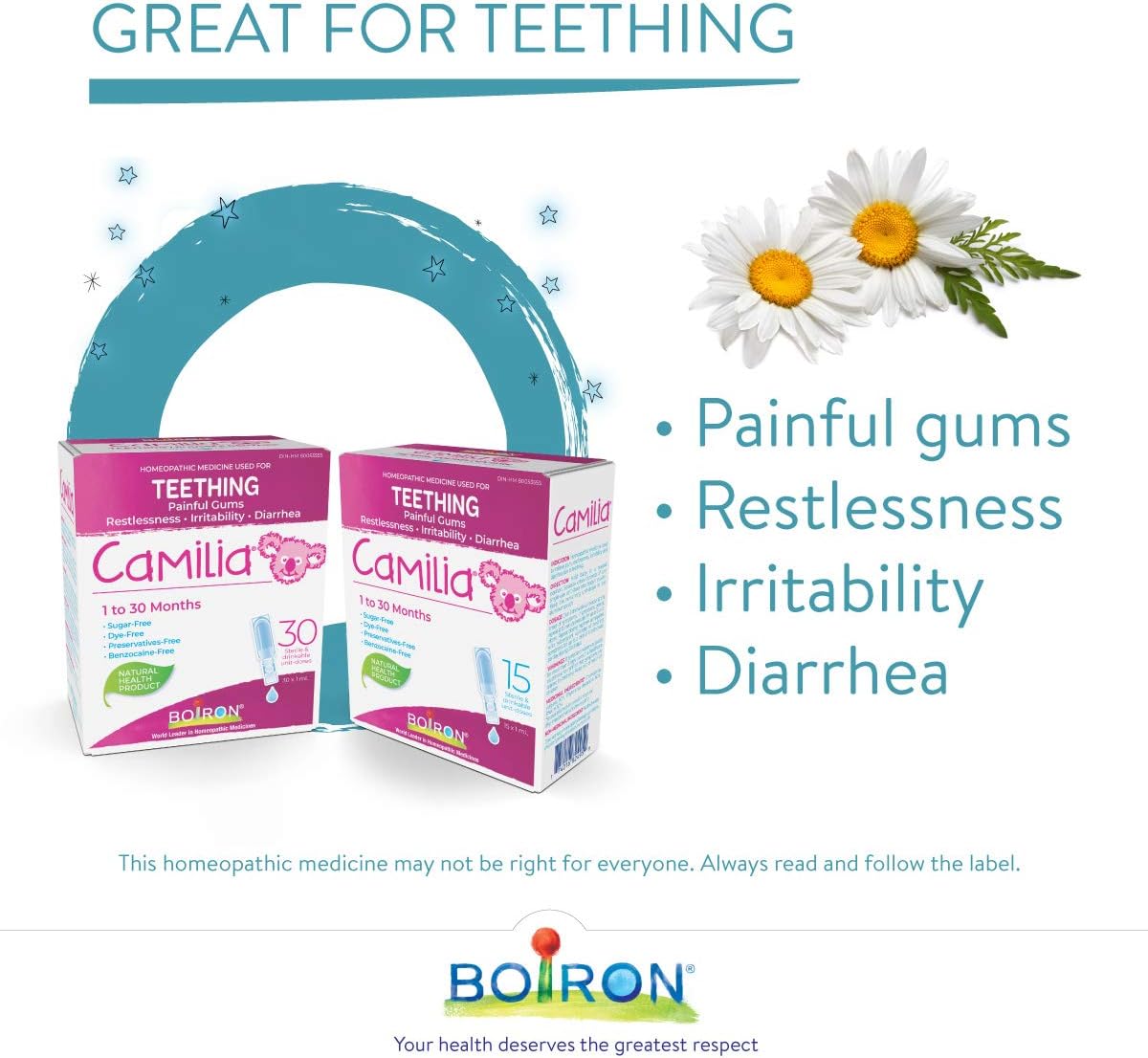 Boiron Camilia Baby Teething Relief Medicine, 30 Count (Pack of 1)