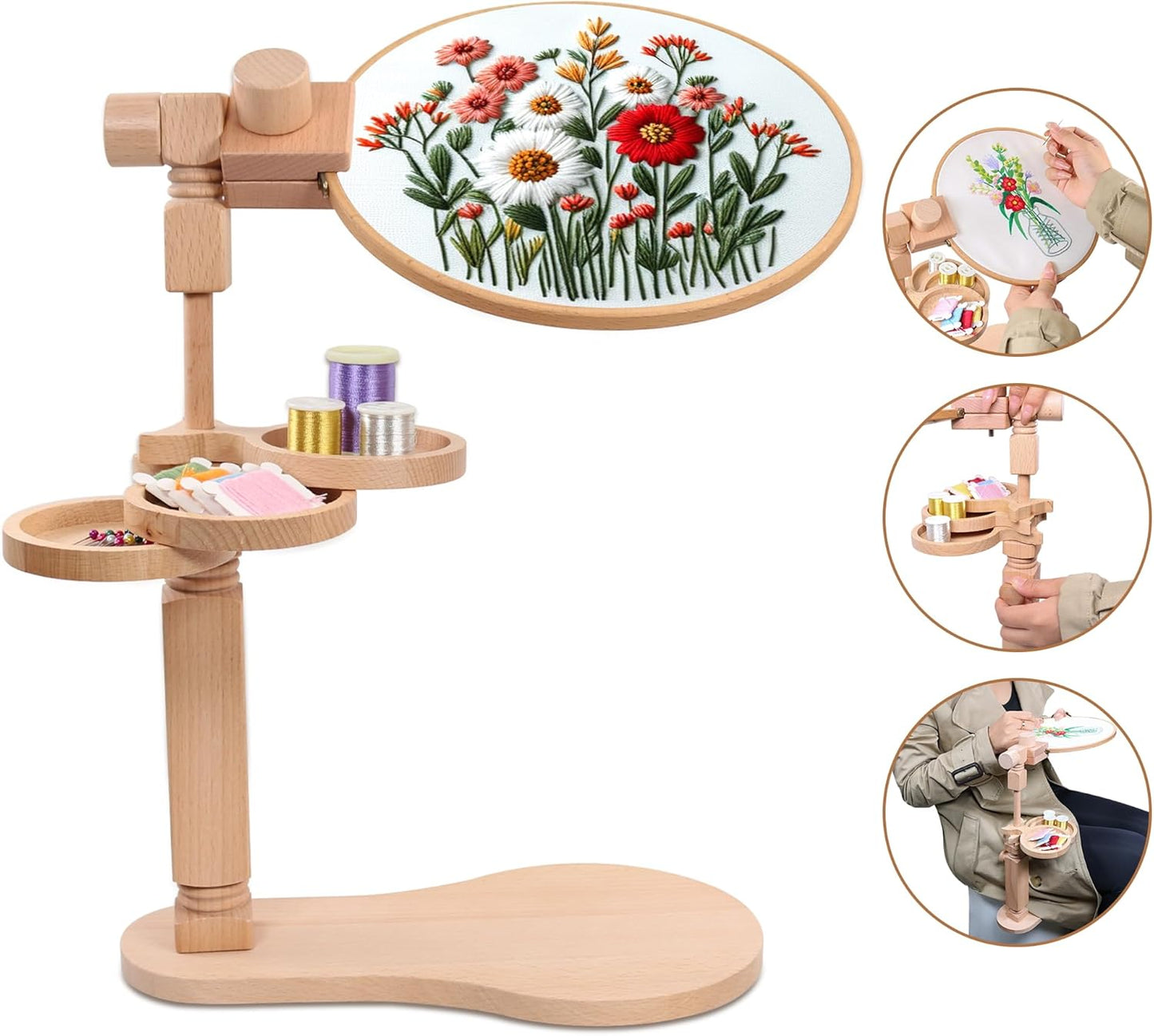 Purilite Select Adjustable Beech Wood Embroidery Hoop Stand