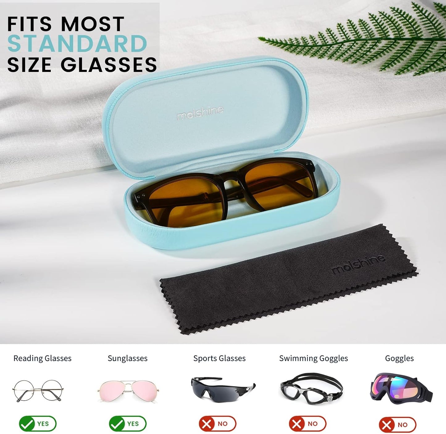 molshine Hard Shell Leather Sunglasses Case,Classic Large Glasses Case for Women Men,Sunglass Eyeglasses