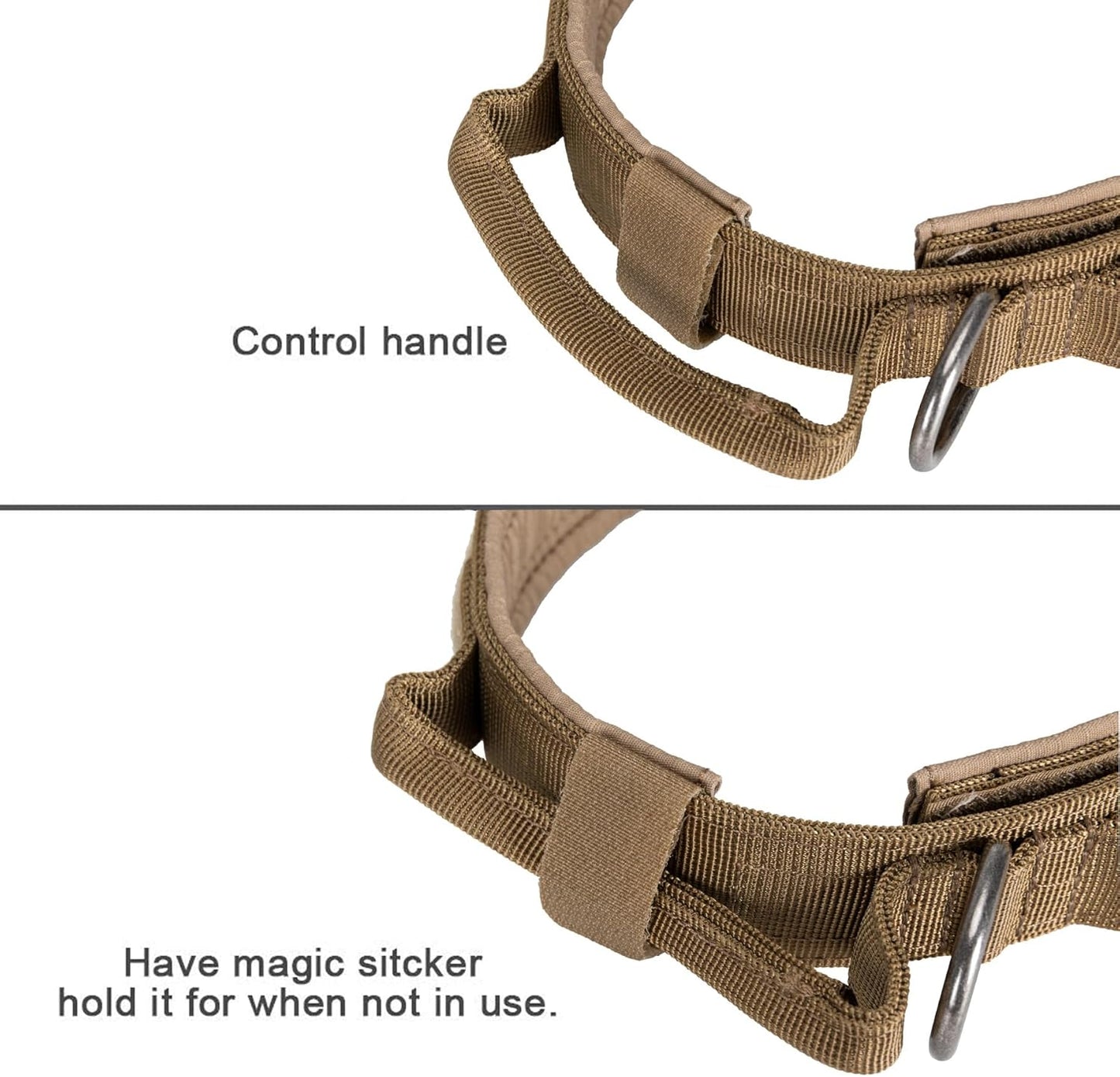 EXCELLENT ELITE SPANKER Tactical Dog Collar Nylon Adjustable K9 Collar Military Dog Collar Heavy Duty Metal Buckle with Handle(Coyote Brown-XL)