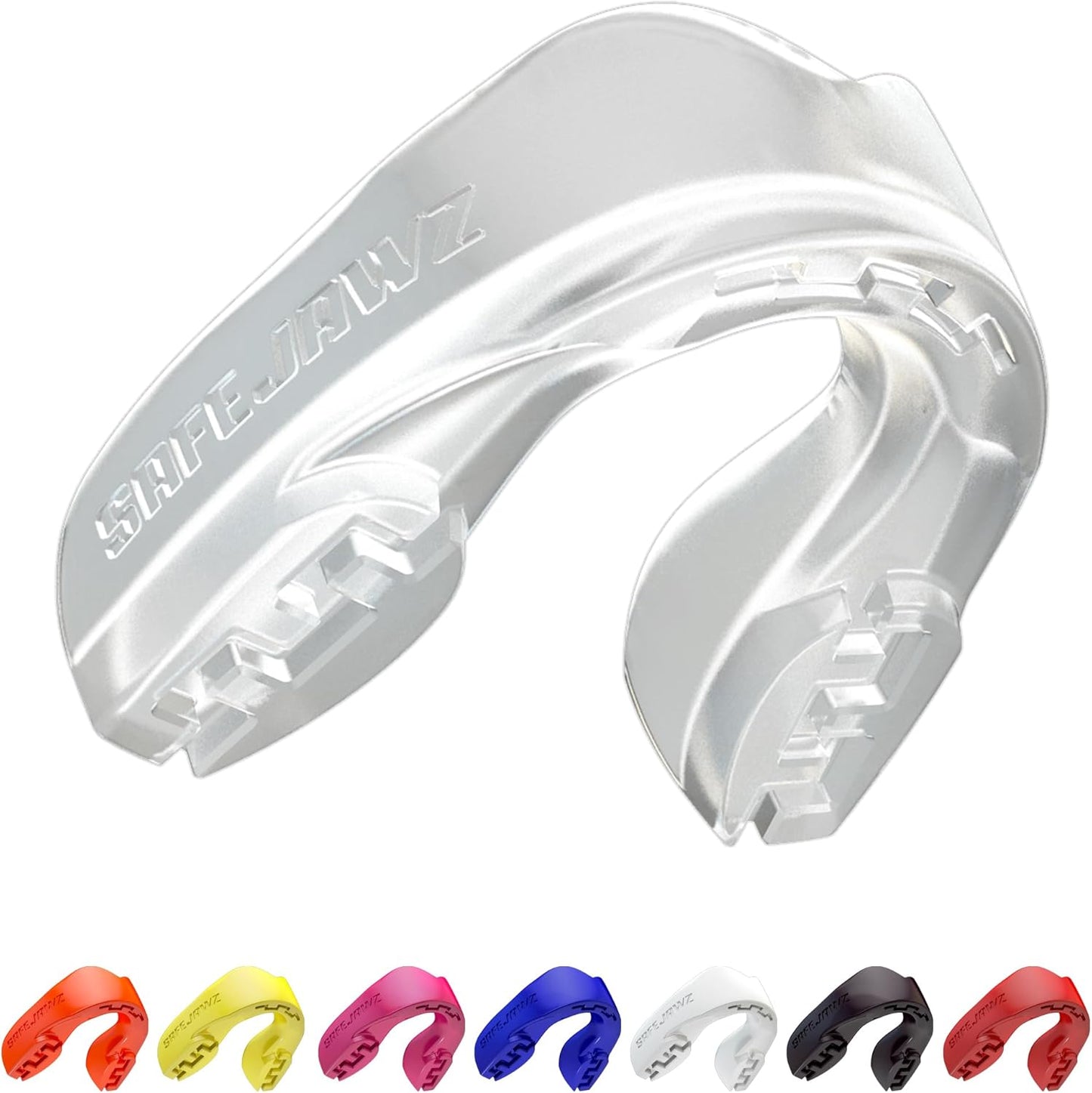 SAFEJAWZ Mouthguard Strapless Slim Fit, Adults and Junior with Case for Boxing, Basketball, Football, MMA, Martial Arts, Hockey and All Contact Sports (Adults (12+ Years), Black)