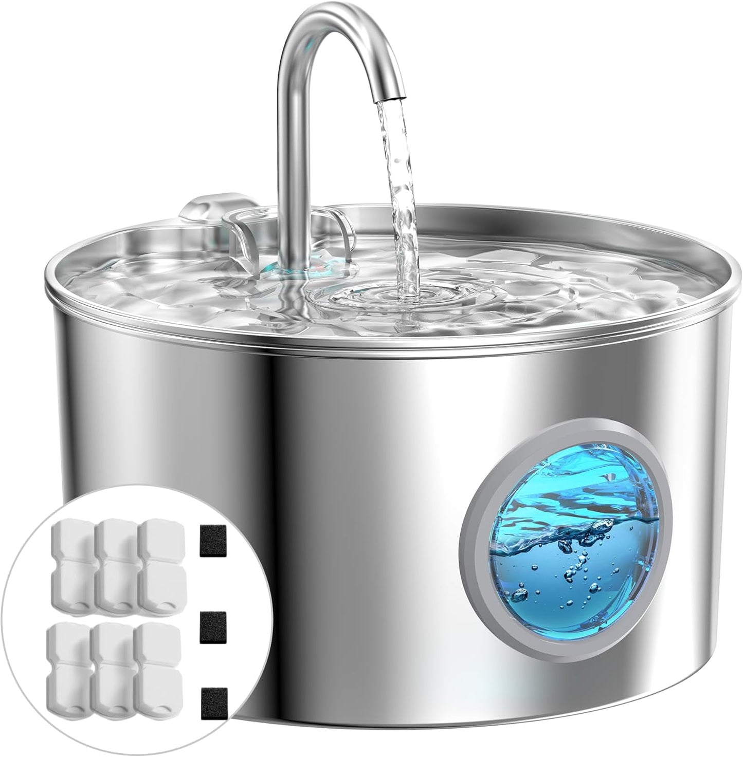 Cat Water Fountain Stainless Steel: Cat Fountain - 2.2L/74oz Water Fountain Indoor Cat - Pet Water Fountain - Quiet Automatic Cat Water Dispenser - Dog Drinking Fountain - GIOTOHUN