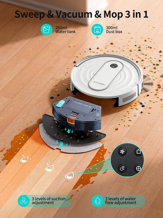 Robot Vacuum - Robot Vacuum and Mop, J10, Perfect for Pet Hair, Carpets, and Hard Floors - PuriLite