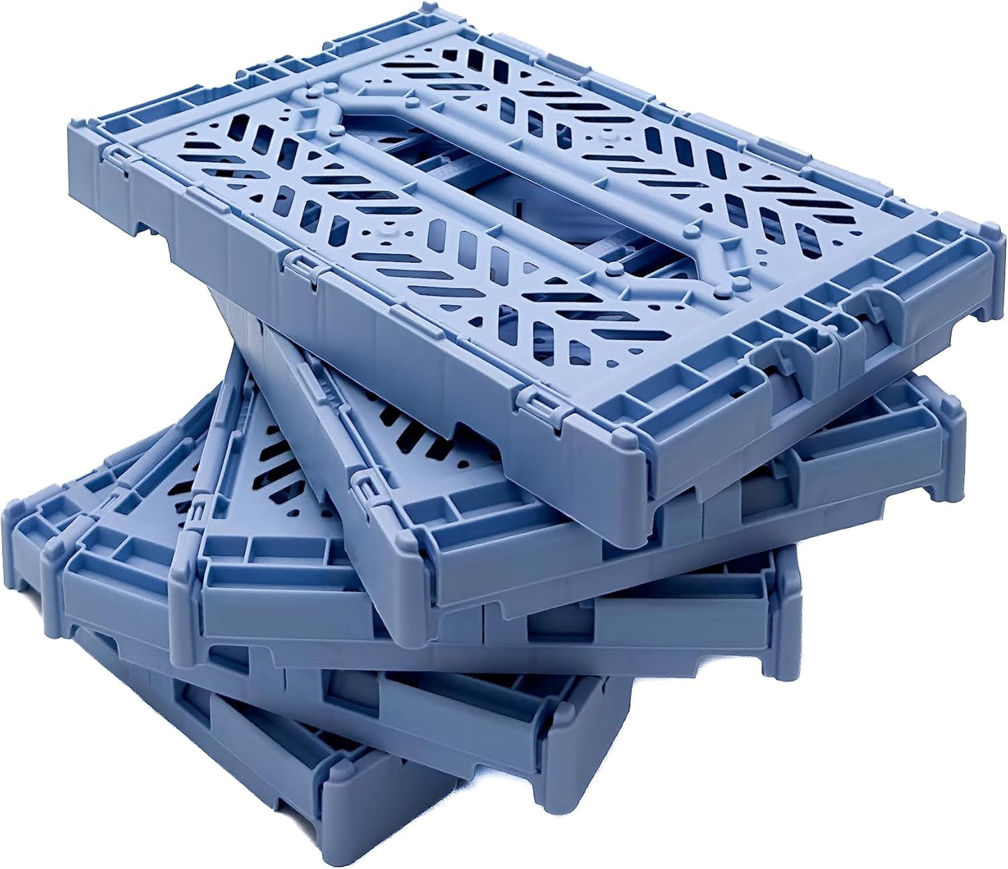 AYKASA Collapsible Storage Bins, Plastic Crate for Storage, Collapsible Crate, Utility Stackable Box (Small, Arctic blue)