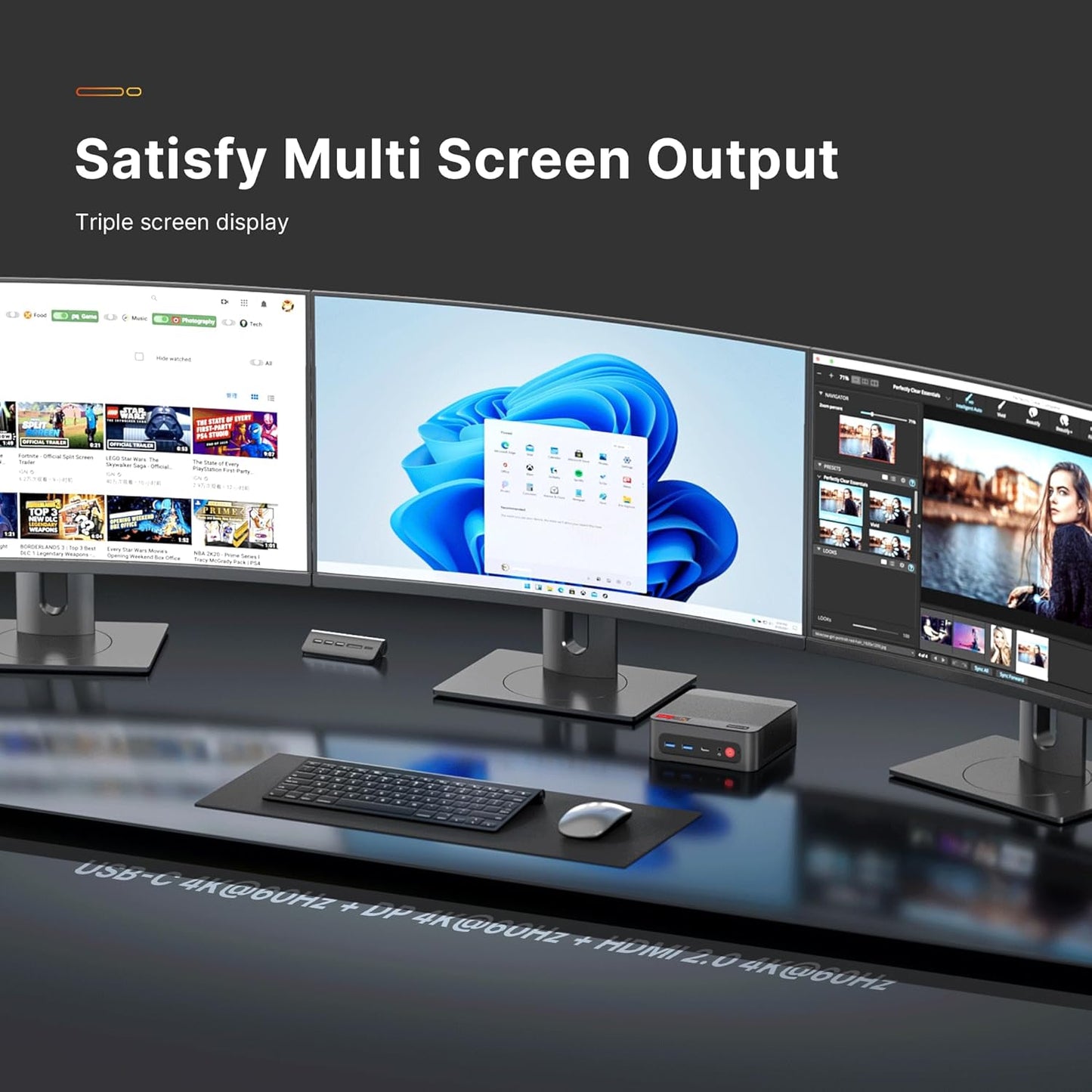 BOSGAME Mini PC P4, Desktop Computers Ryzen 7 5825U PC, Dual LAN Mini Gaming PC,16GB DDR4 RAM, 512GB NVMe SSD, 4K Triple Display, Wi-Fi 6E, Bluetooth 5.2
