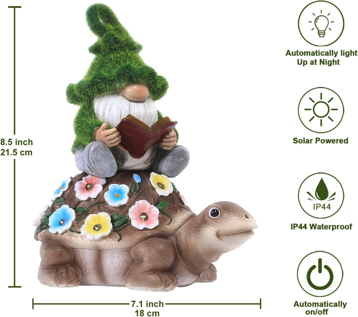 Nacome Solar Frog Riding Turtle for Garden Decor - Outdoor Statues for Patio,Yard,Balcony Ornament,Turtle Gifts for Women/Mom/Grandma,Mom's Best Gift