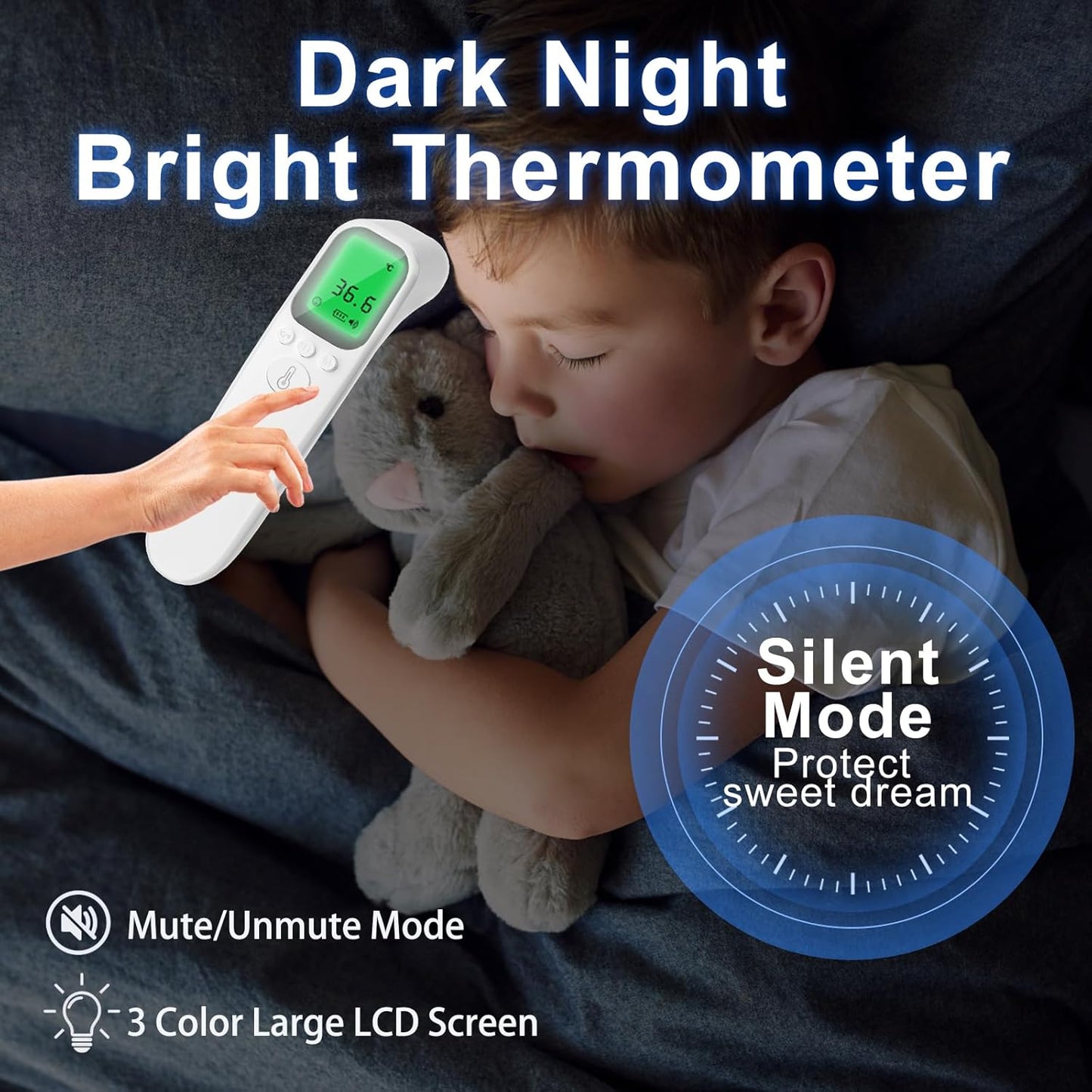 Digital Infrared Thermometer for Adults & Kids with Fever Alarm, 2 x 32 Memory Function, Fast & Accurate Temperature Reading, Reliable Baby Thermometer for Home Use