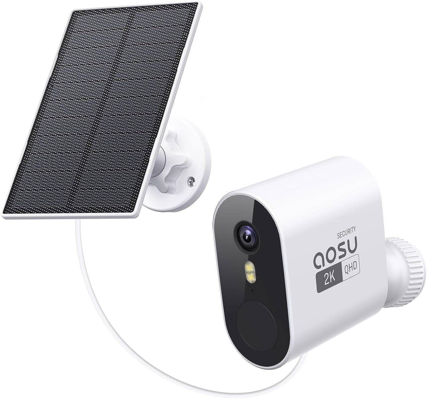 AOSU 2K Solar Security Cameras Wireless Outdoor, WiFi Camera Surveillance Exterieur for Home Security System, 166° View, Color Night Vision, 2-Way Talk, 32GB Homebase Local Storage, No Monthly Fee