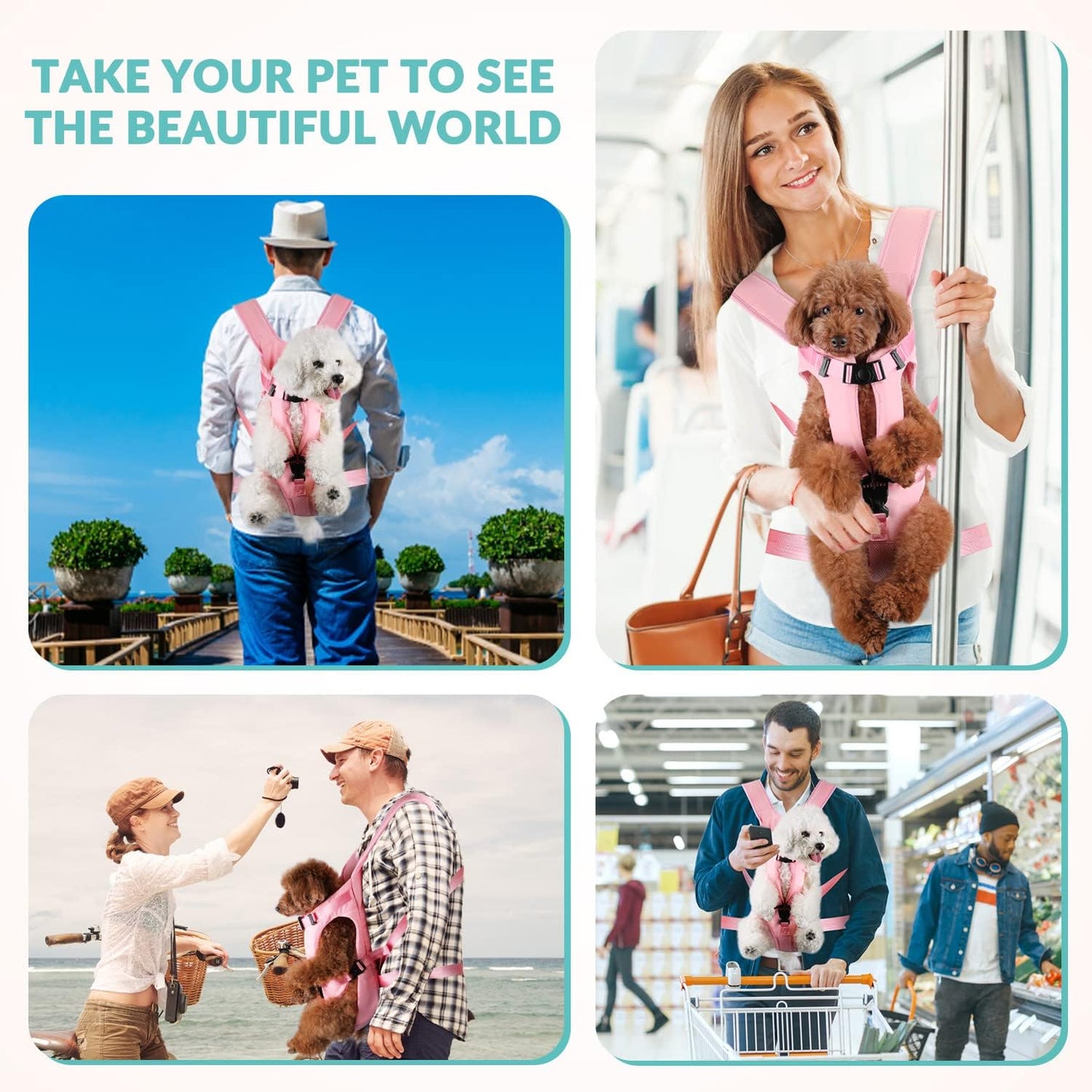 SlowTon Dog Carrier Backpack for Small Medium Dogs, Legs Out & Easy-Fit Dog Cat Puppy Front Carriers Bag for Pet Up to 35lbs, Adjustable Breathable Pet Backpack for Traveling Camping Hiking