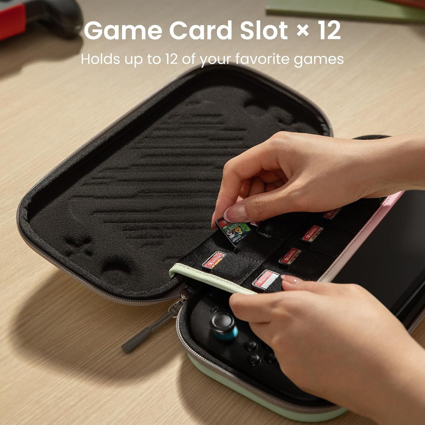 tomtoc Slim Carrying Case for Nintendo Switch 2 Model 2025, Odorless Felt Protective Hard Shell with 12 Game Card Slots, Portable Travel Storage Case with Original Patent and Military Grade Protection