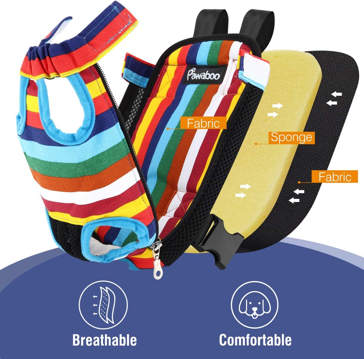 Pawaboo Pet Carrier Backpack, Adjustable Pet Front Cat Dog Carrier Backpack Travel Bag, Legs Out, Easy-Fit for Traveling Hiking Camping for Small Medium Dogs Cats Puppies, Medium, Black